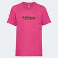T-shirt til børn - Dino skrift Customizer TeeInBlue T-shirt Print på front Fuchsia 3-4 år