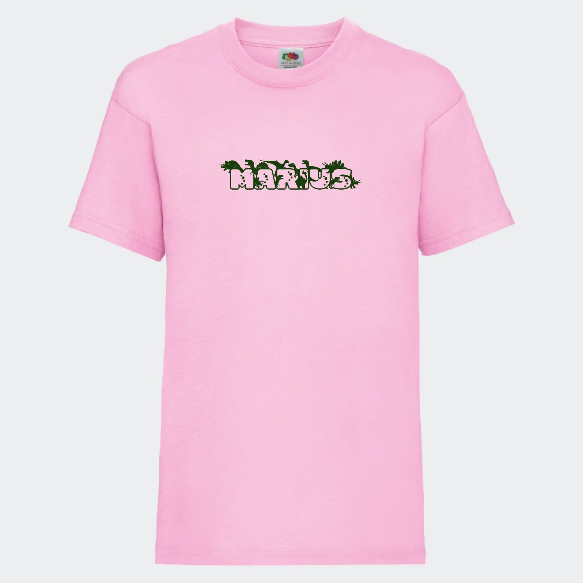 T-shirt til børn - Dino skrift Customizer TeeInBlue T-shirt Print på front Lyserød 3-4 år