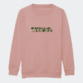 Sweatshirt til junior - Dino skrift Customizer TeeInBlue Print på front Dusty Pink 3-4 år