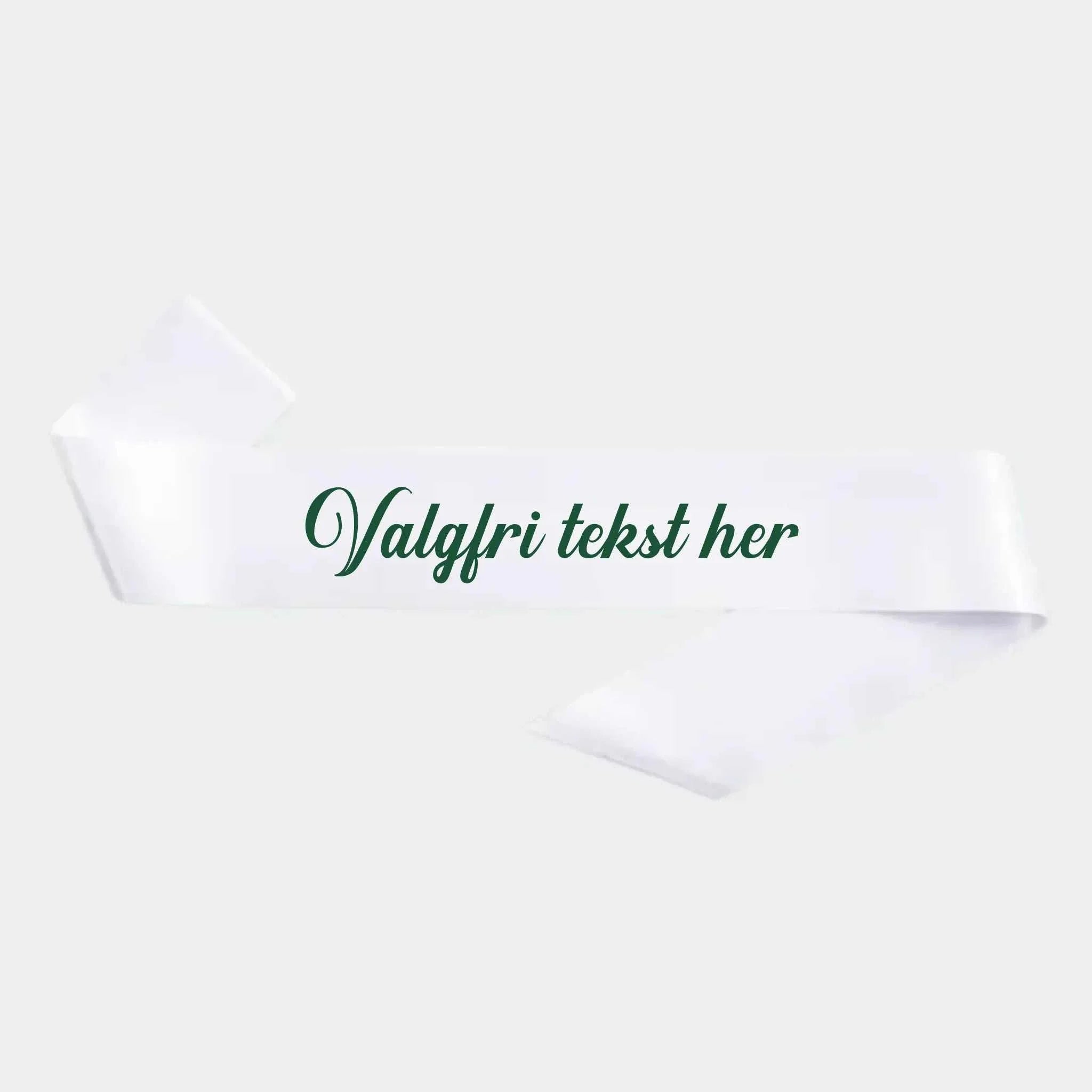Hvidt personligt ordensbånd med valgfri tekst til fest og gaveidé