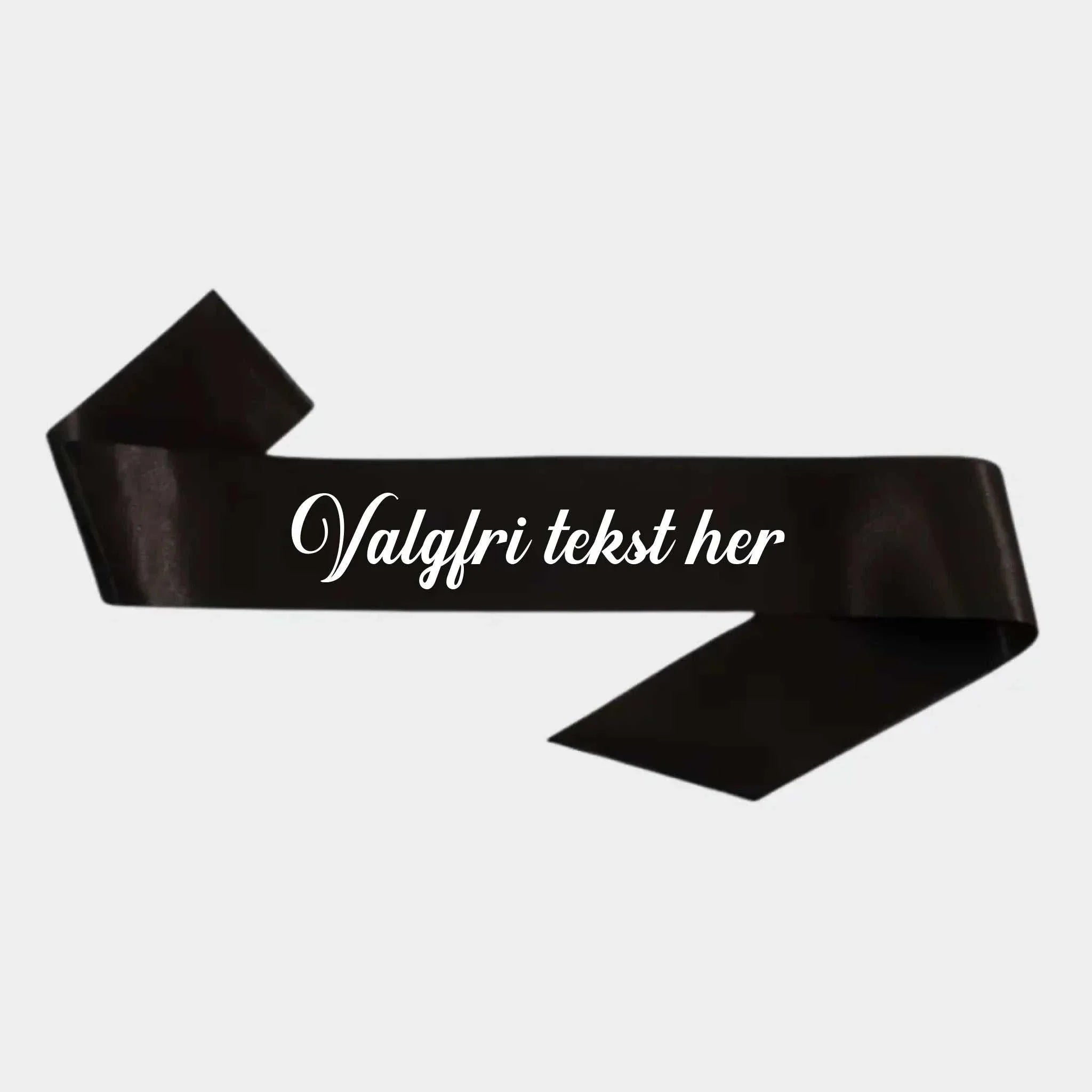 Sort personligt ordensbånd med valgfri tekst til fest og gave