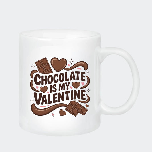 Keramikkrus – Chocolate is my valentine, hvid, 330 ml