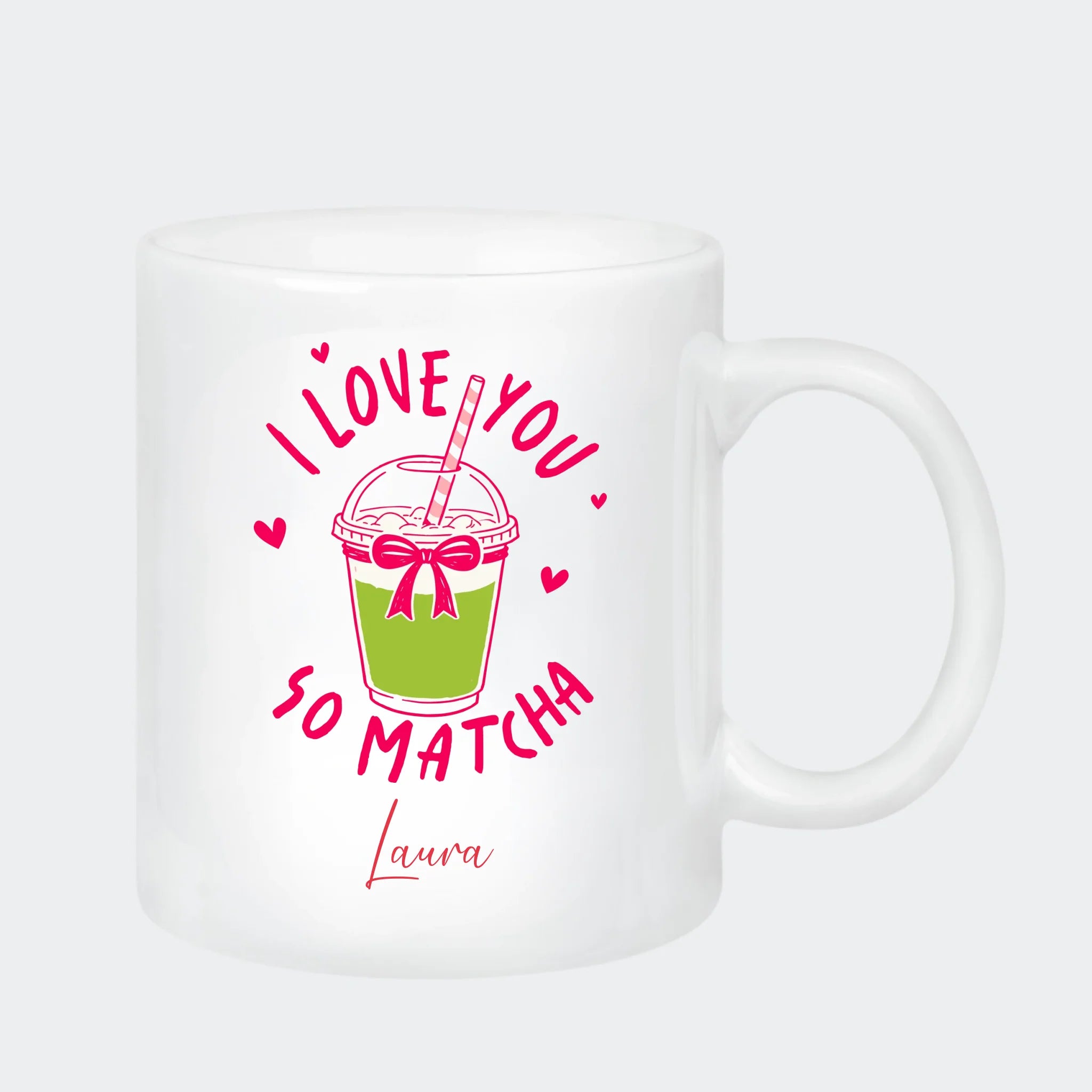 Keramikkrus – I love you so matcha, hvid, 330 ml