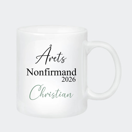 Keramikkrus – Årets nonfirmand 2026, hvid, 330 ml