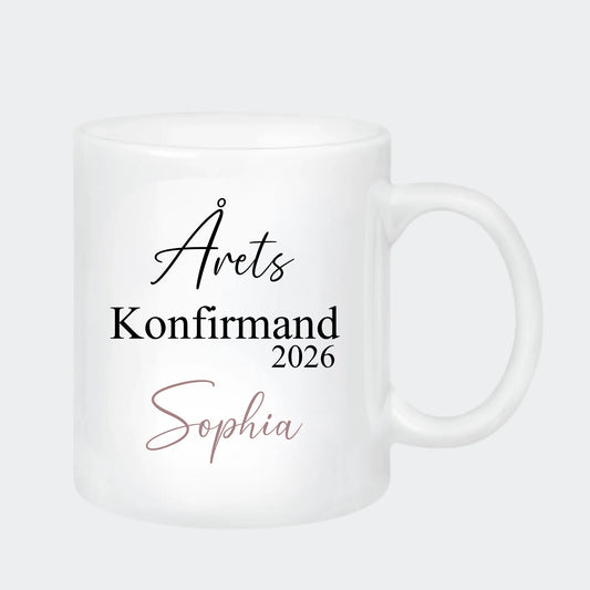 Keramikkrus – Årets konfirmand 2026, hvid, 330 ml