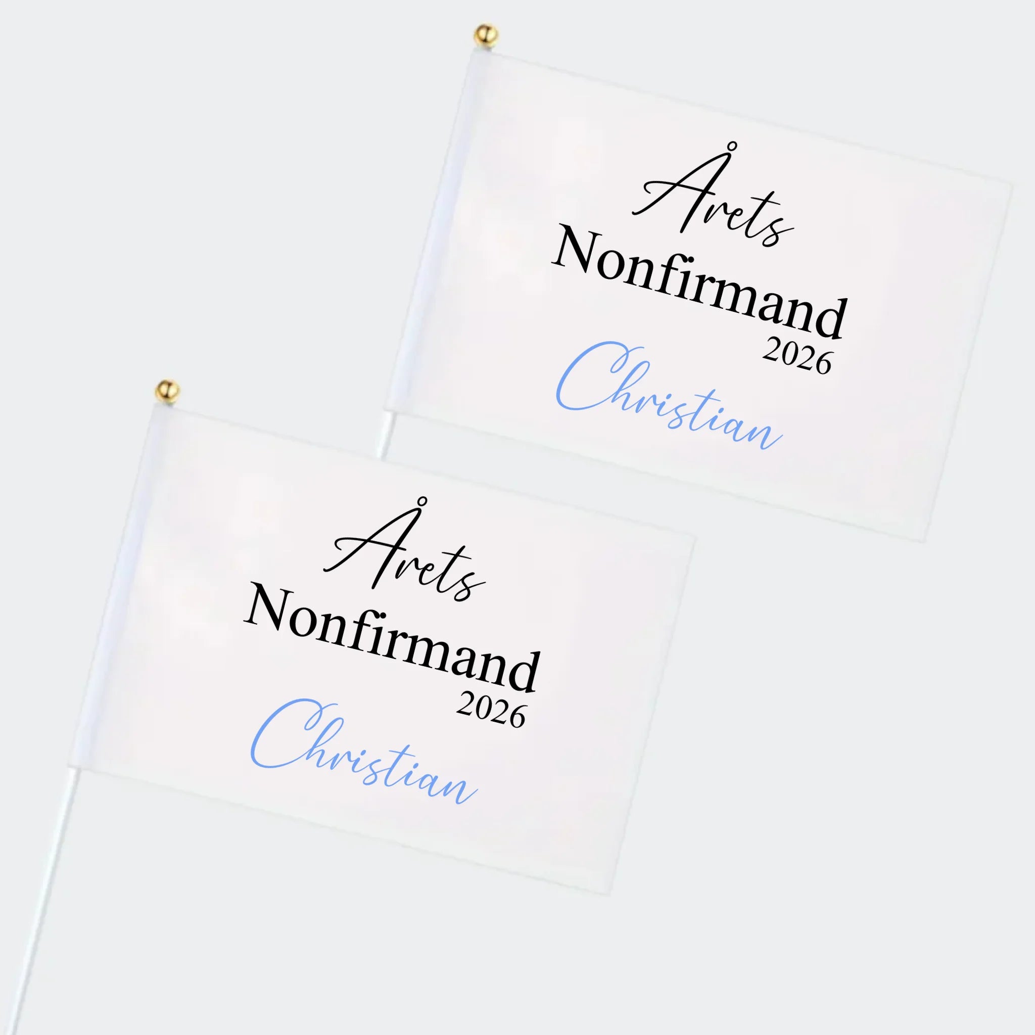 Sublimationsflag med motivet Hvide flag – Årets Nonfirmand 2026, 2 flag