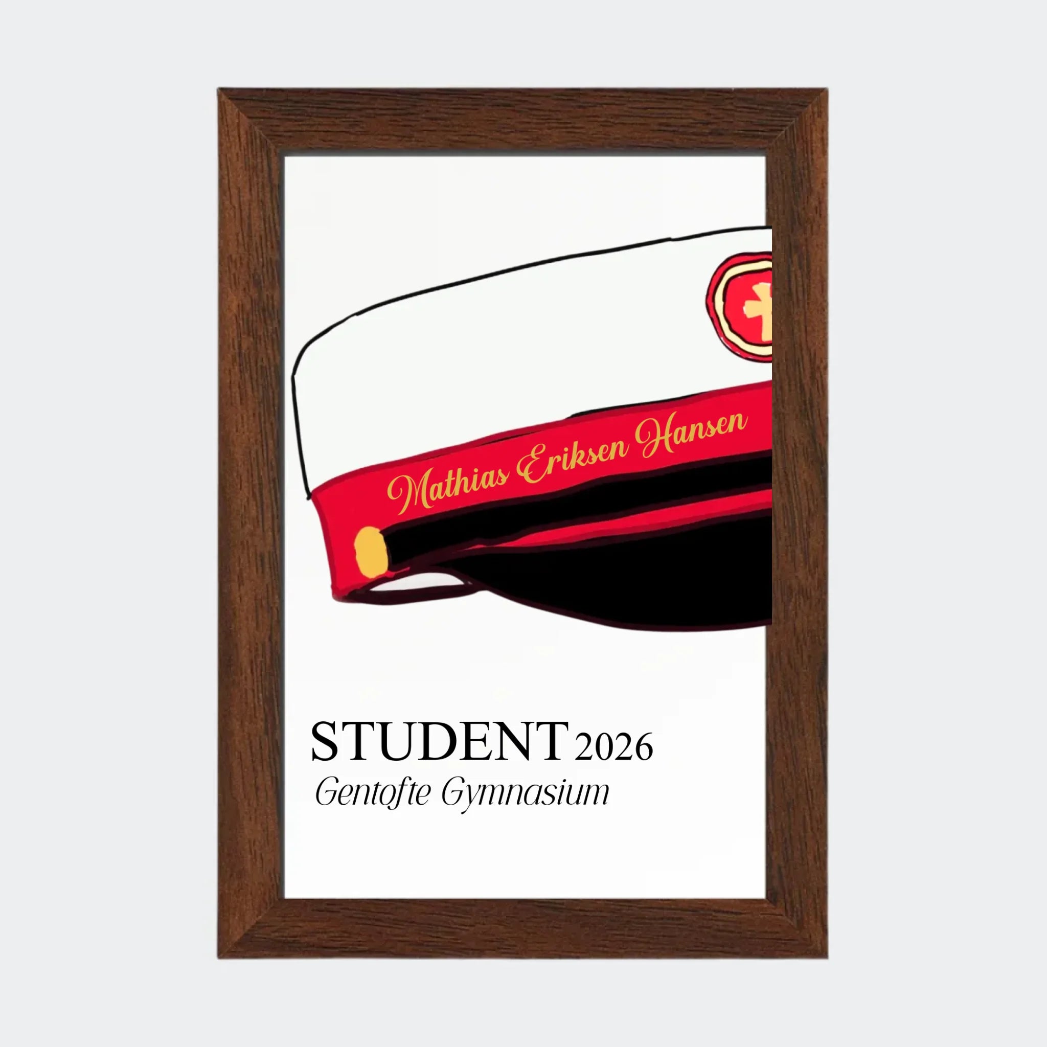 Plakat – STX student 2026, 10 × 15 med ramme i mørk eg