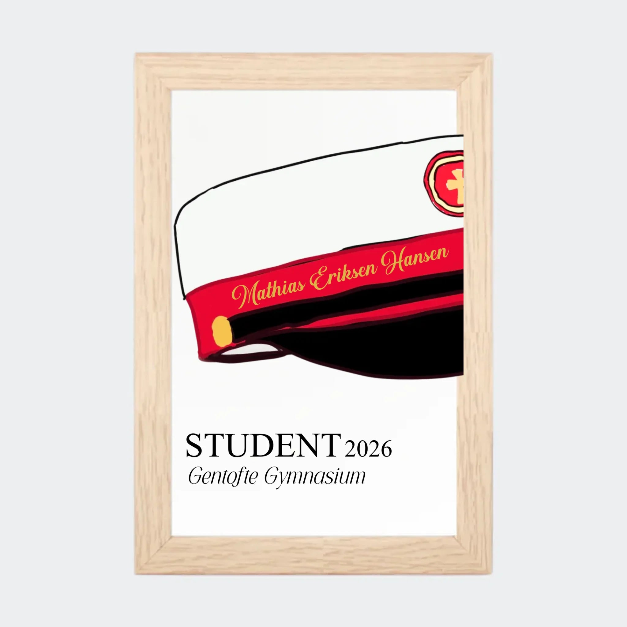 Plakat – STX student 2026, 10 × 15 med naturfarvet ramme