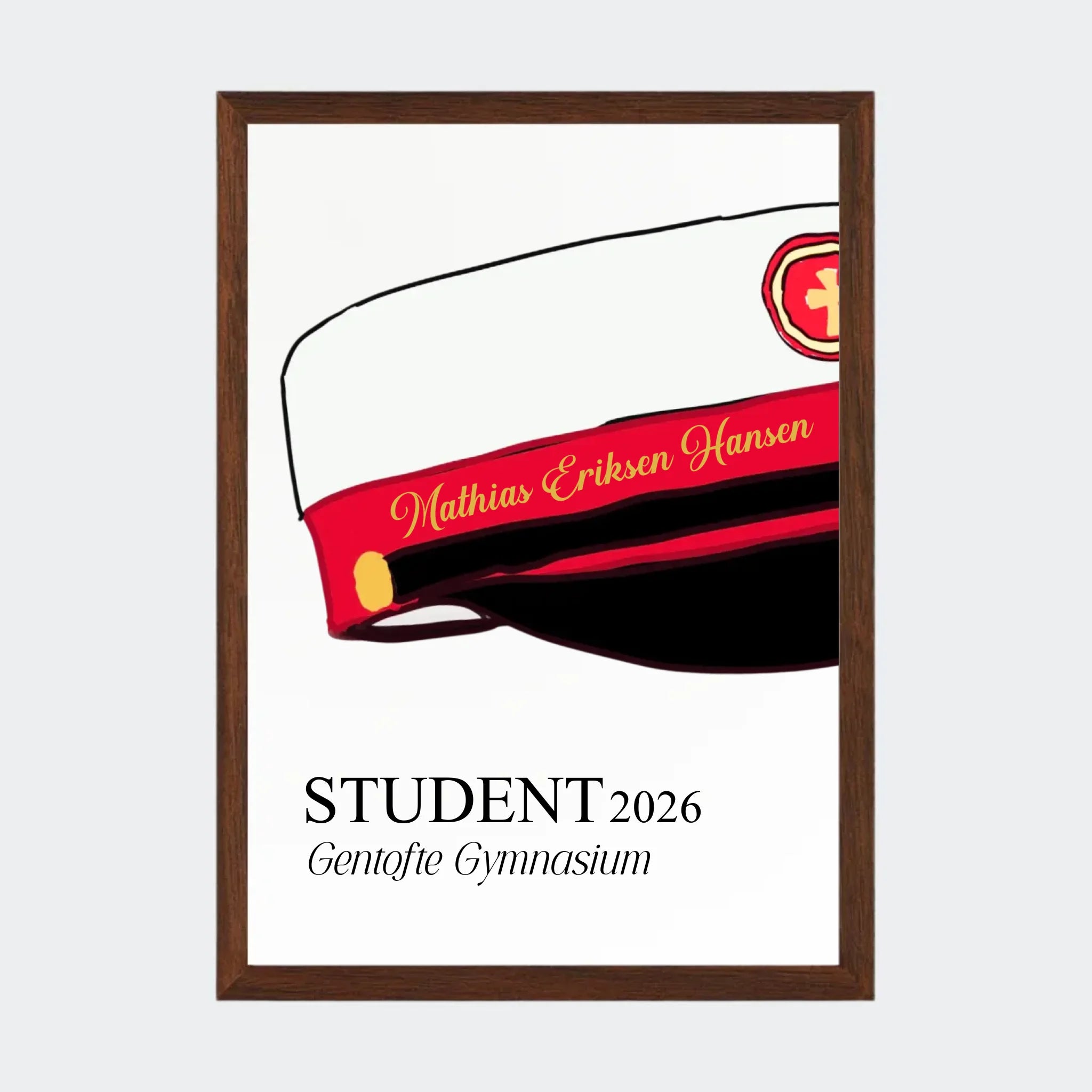 Plakat – STX student 2026, A4 med ramme i mørk eg