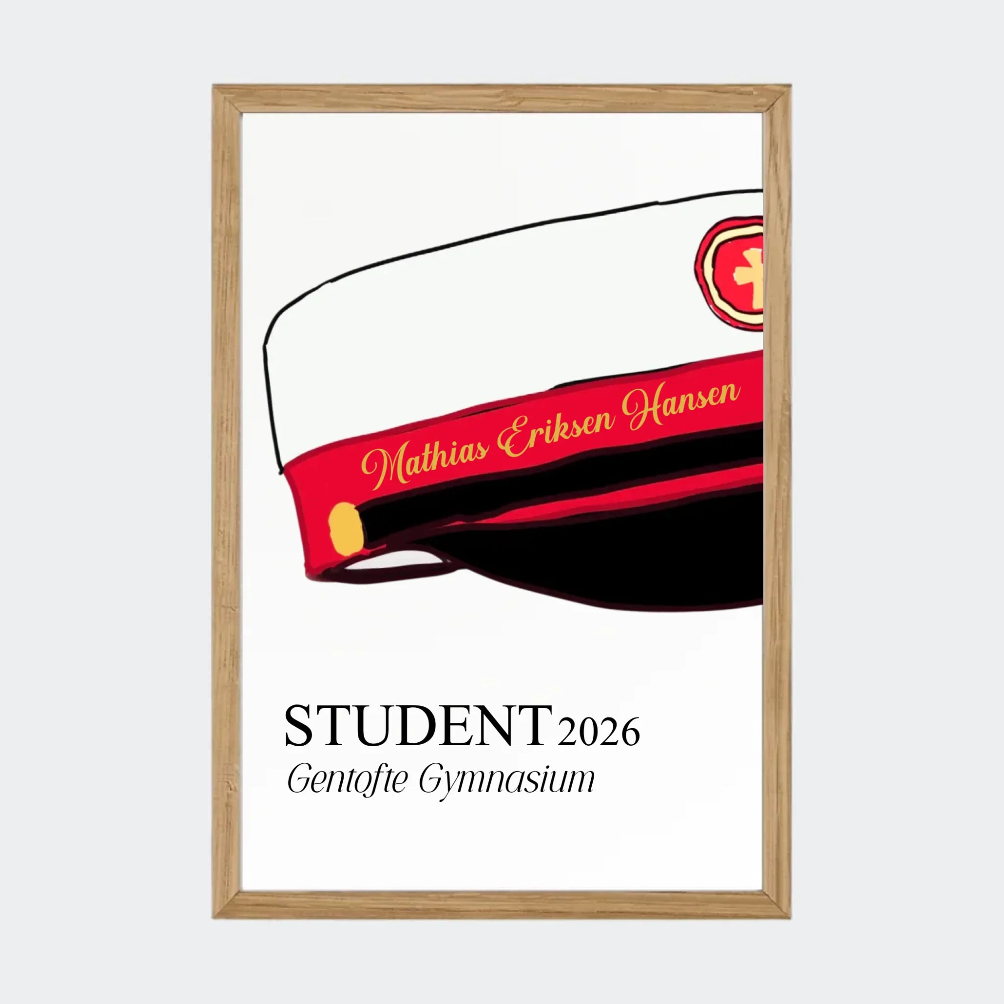 Plakat – STX student 2026, A4 med ramme i massiv eg