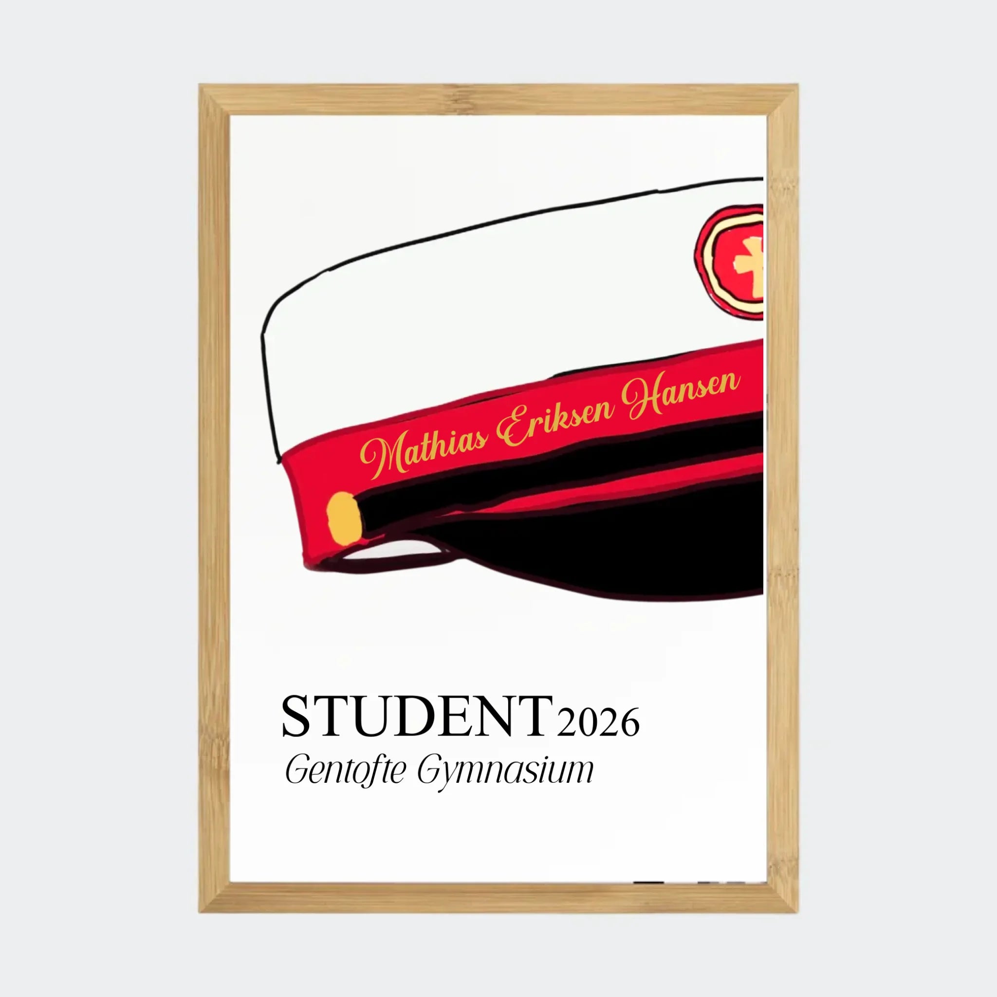 Plakat – STX student 2026, A3 med ramme i bambus