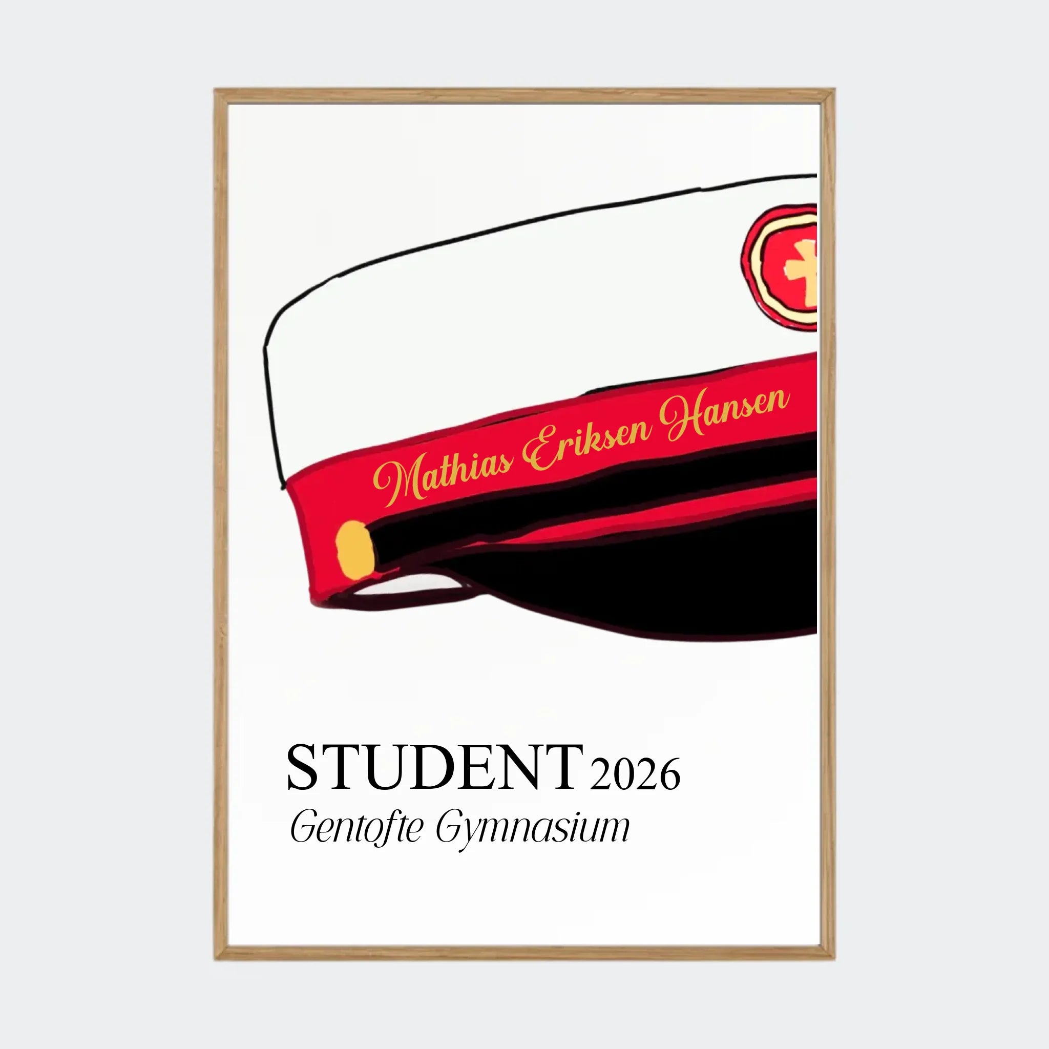 Plakat – STX student 2026, A2 med ramme i massiv eg