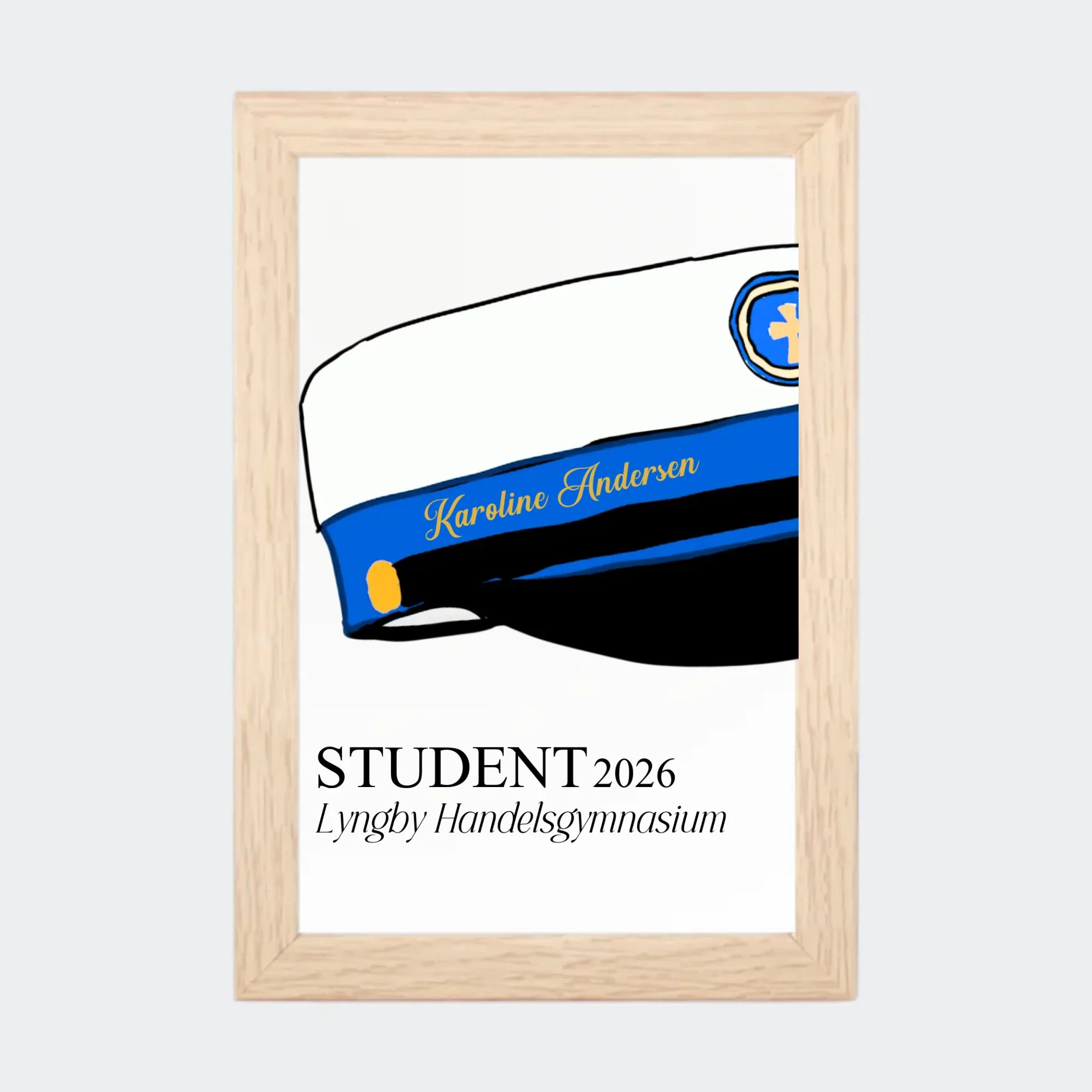 Plakat – HHX student 2026, 10 × 15 med naturfarvet ramme