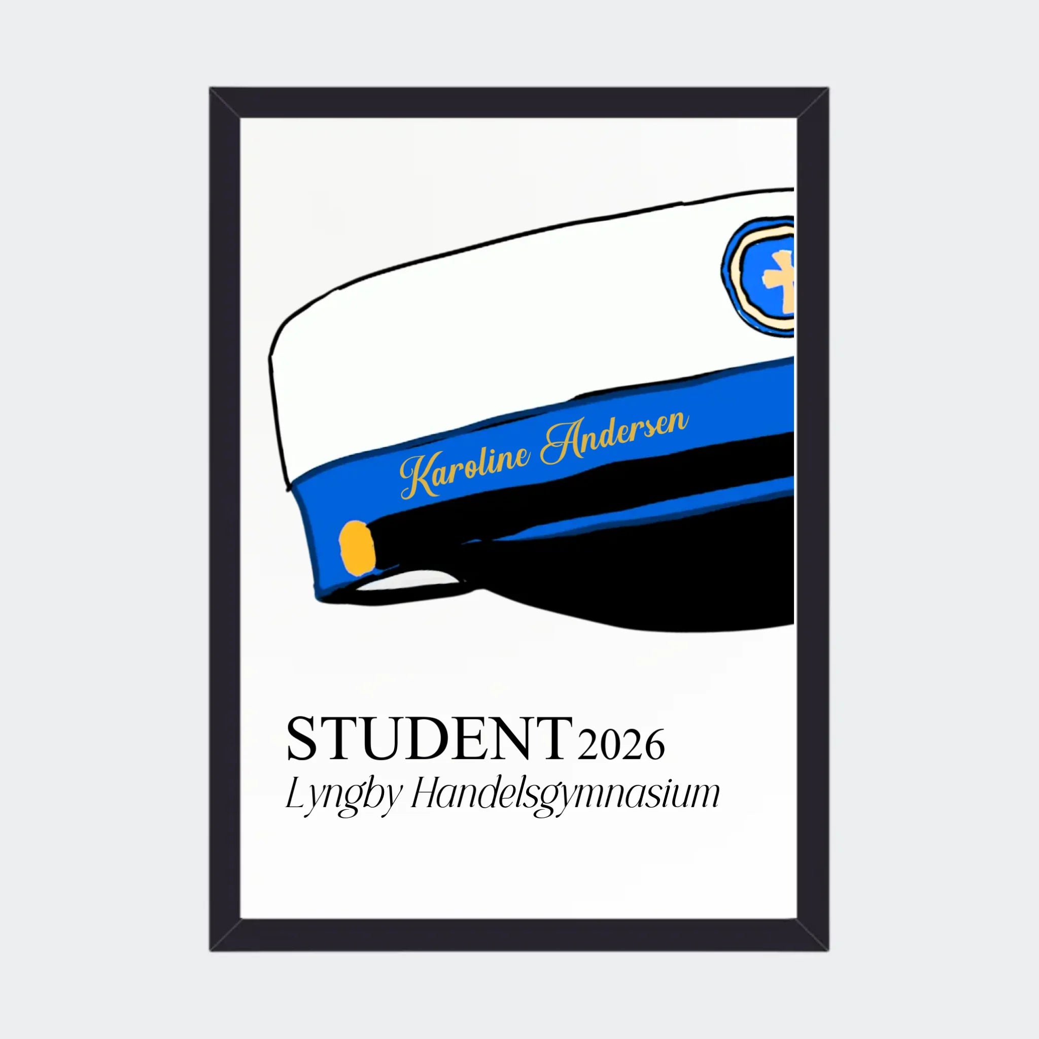 Plakat – HHX student 2026, A4 med sort ramme