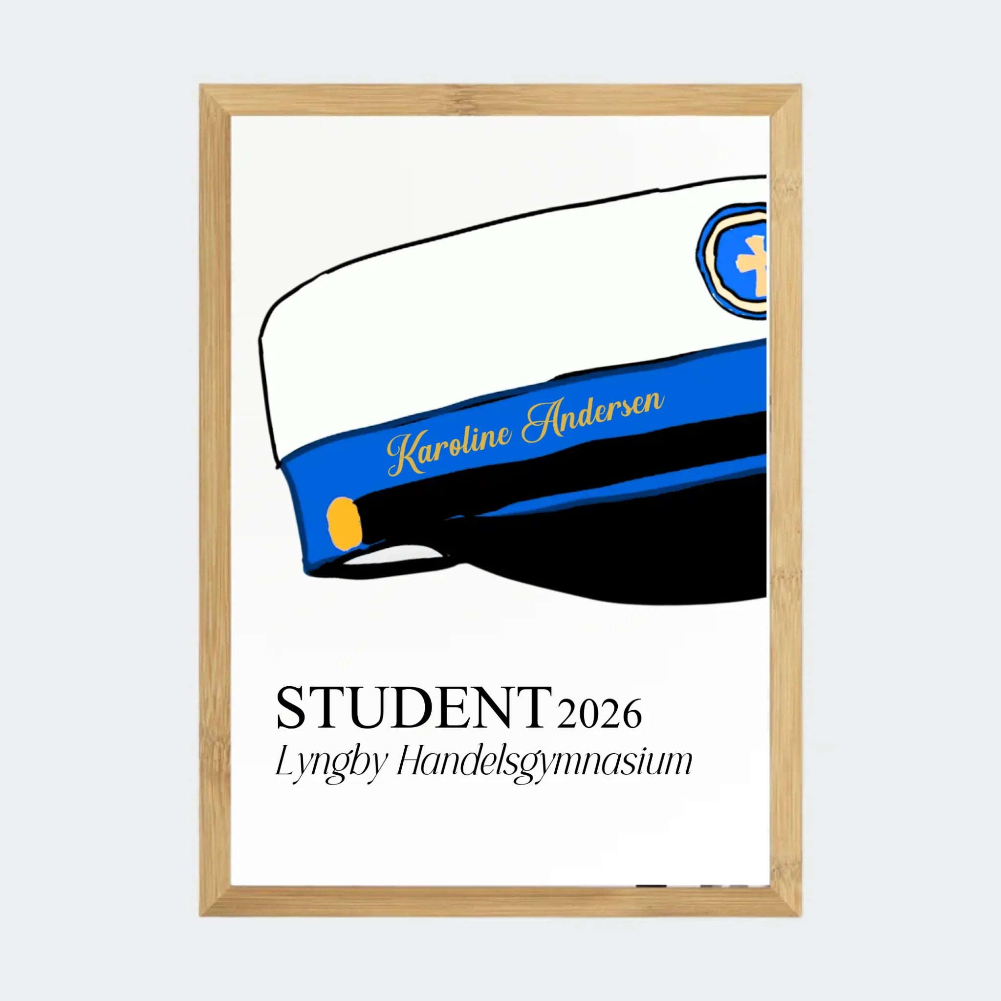 Plakat – HHX student 2026, A3 med ramme i bambus