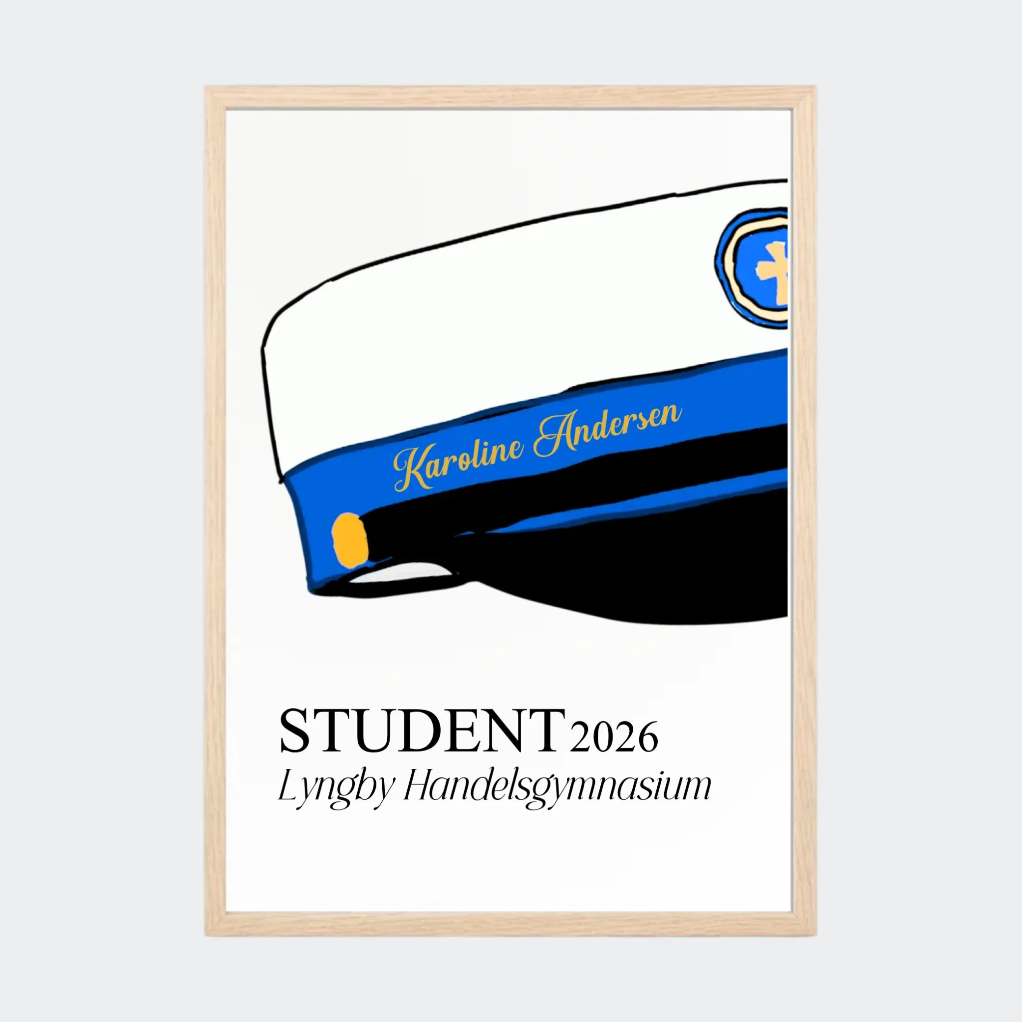 Plakat – HHX student 2026, A3 med ramme i natur eg