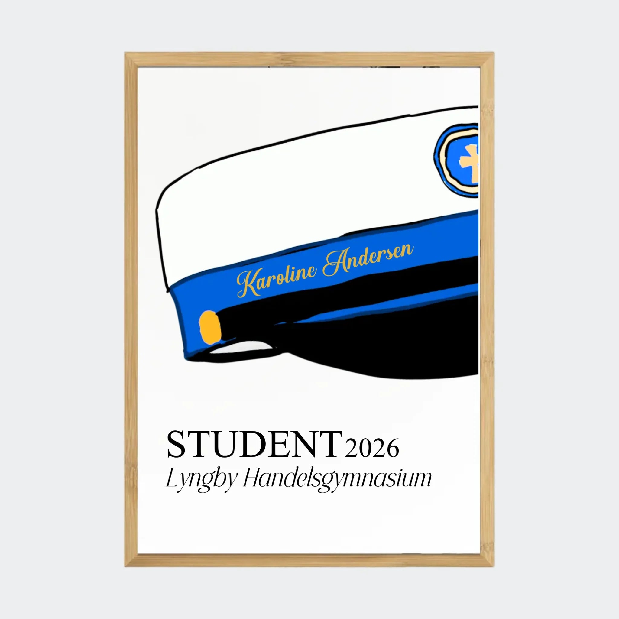Plakat – HHX student 2026, A2 med ramme i bambus