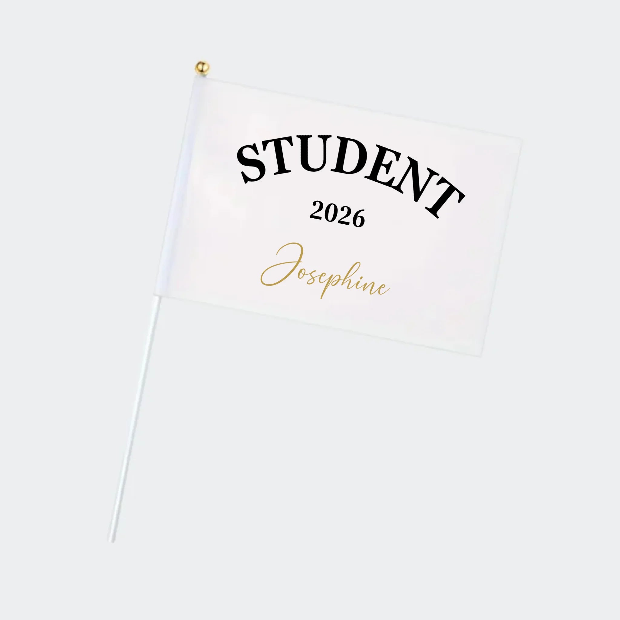 Ét hvidt flag med Student 2026