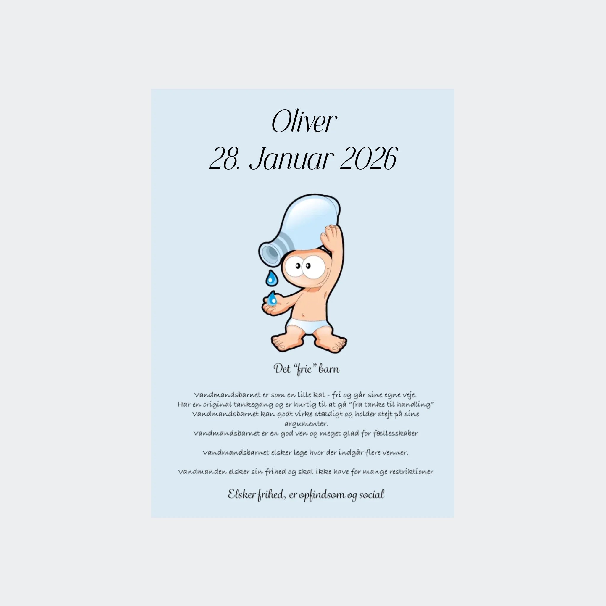 Plakat med stjernetegn – Vandmanden, Uden ramme