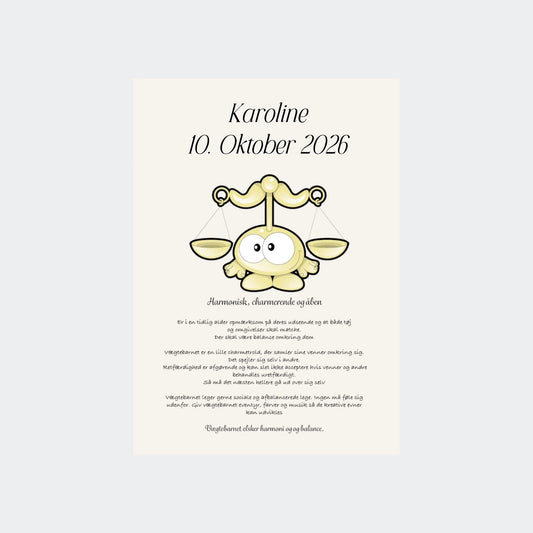 Plakat med stjernetegn – Vægten, Uden ramme