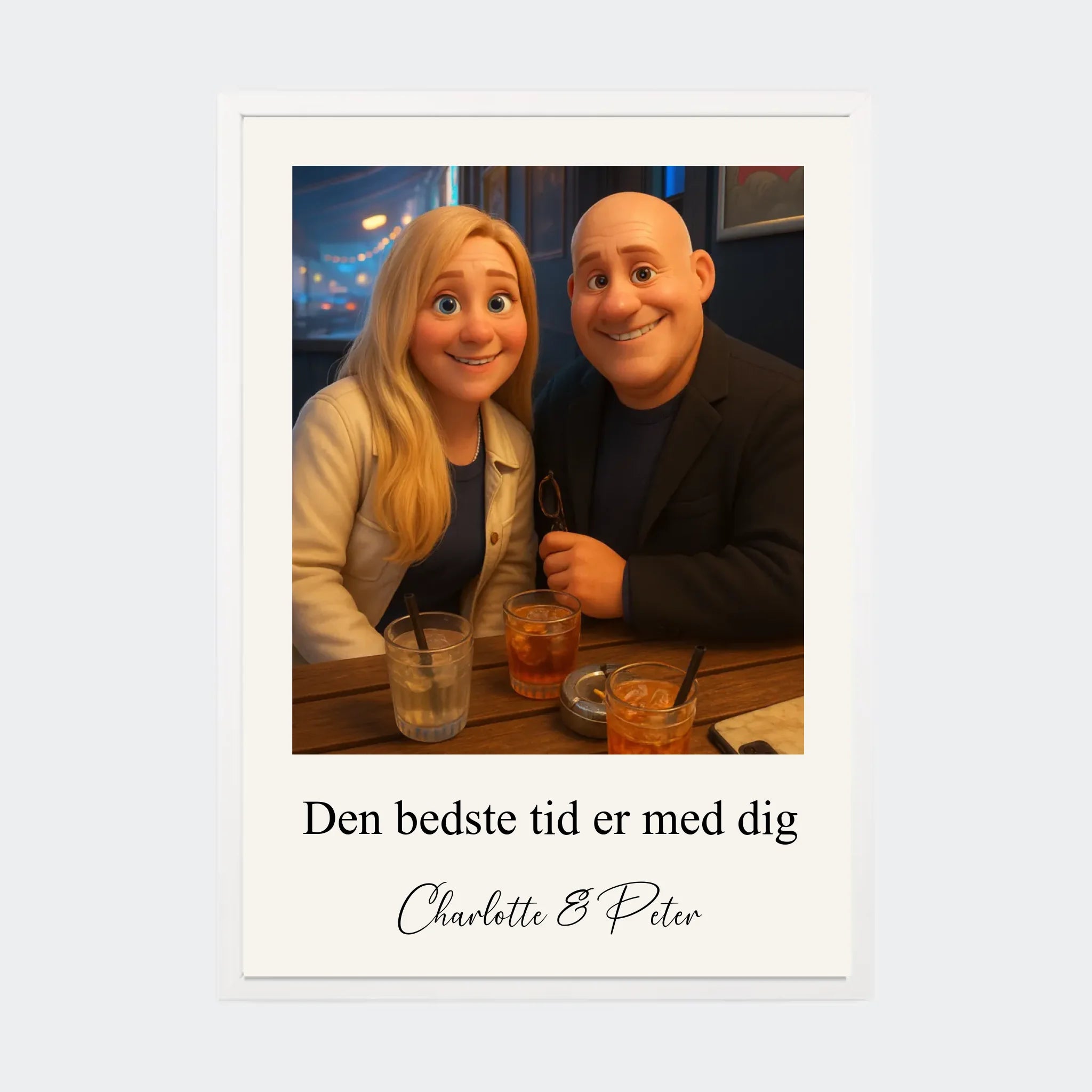 Plakat Ai genereret Pixar – Upload eget billede, A3 med hvid ramme
