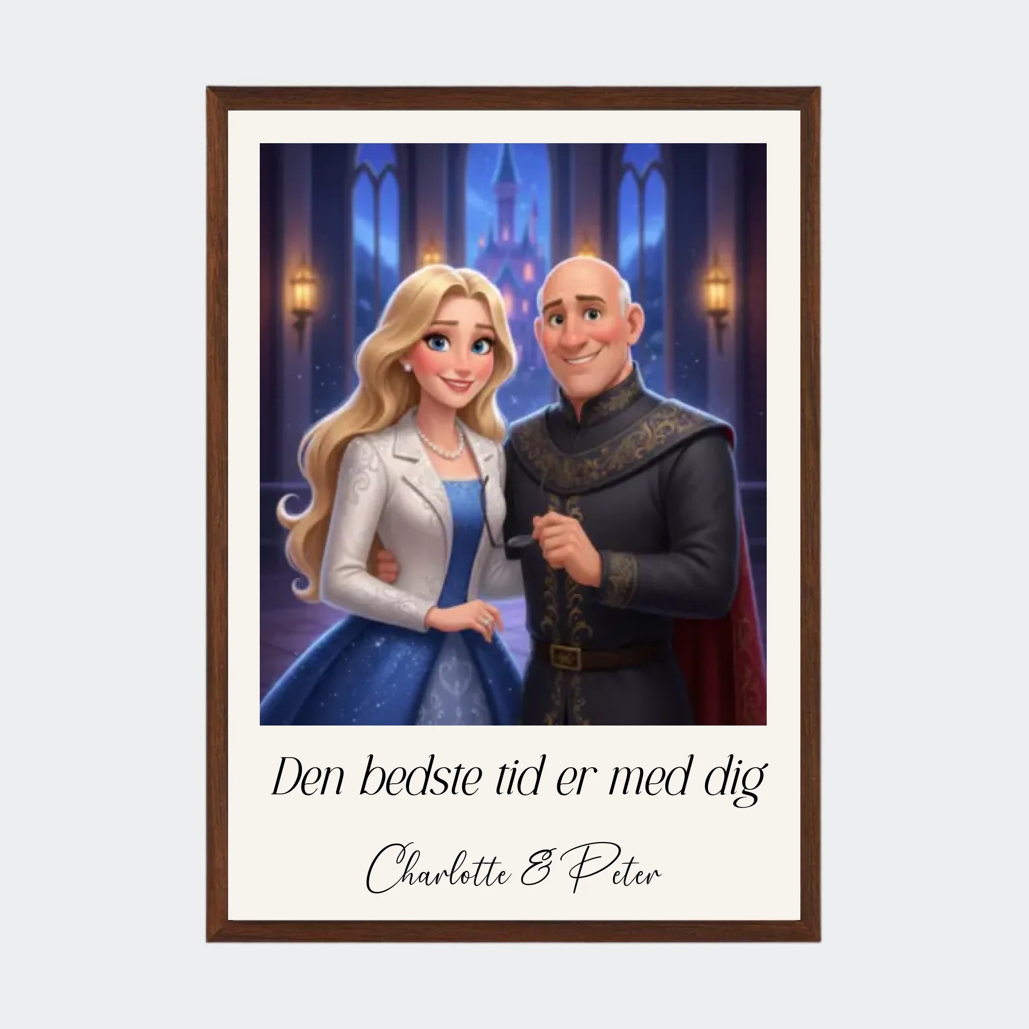 Plakat Ai genereret Disney – Upload eget billede, A3 med ramme i mørk eg