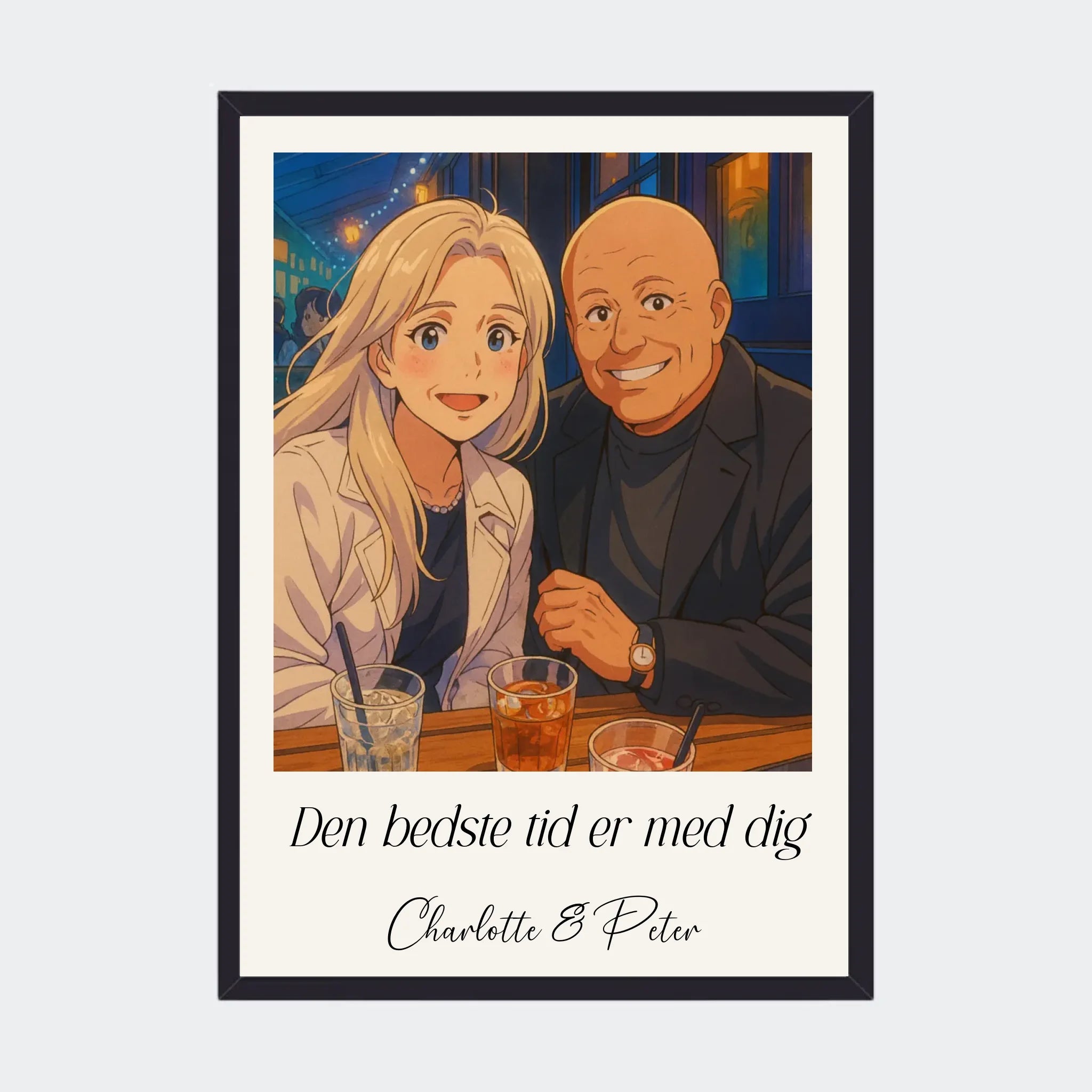 Plakat Ai genereret Anime – Upload eget billede, A3 med sort ramme