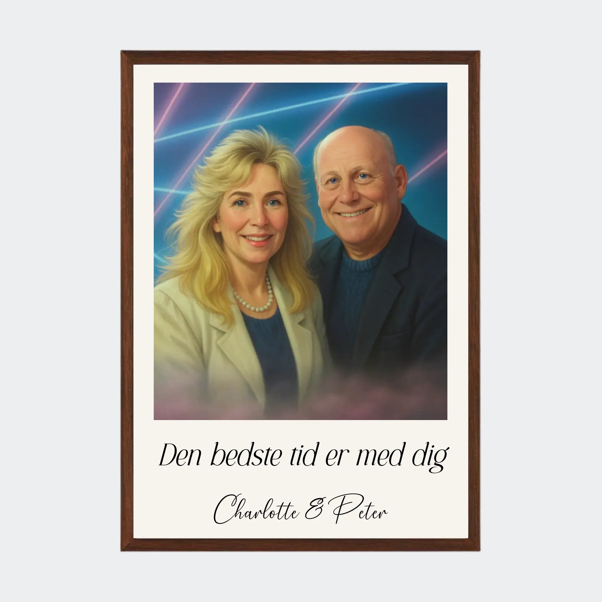 Plakat Ai genereret 1980s – Upload eget billede, A3 med ramme i mørk eg