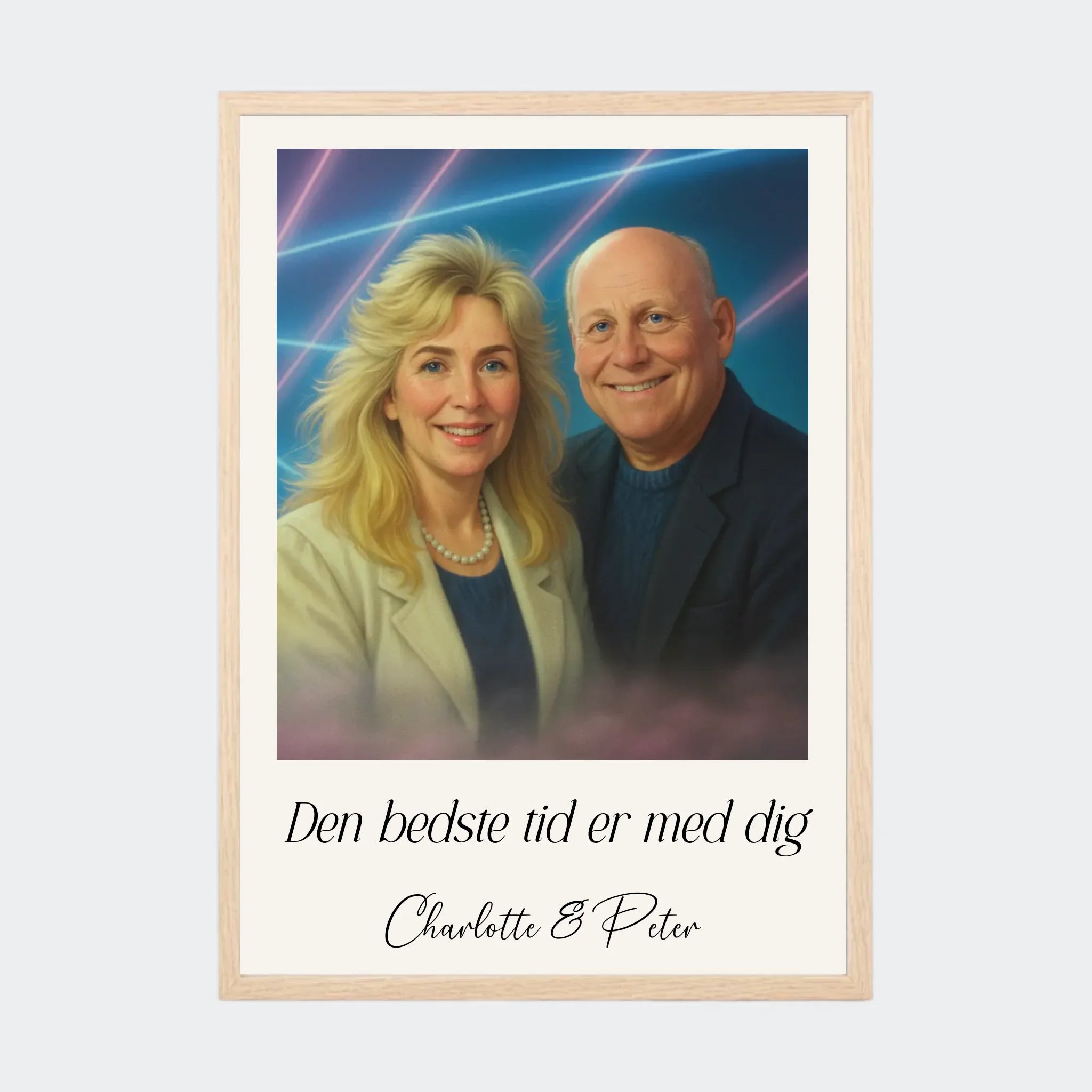 Plakat Ai genereret 1980s – Upload eget billede, A3 med ramme i natur eg