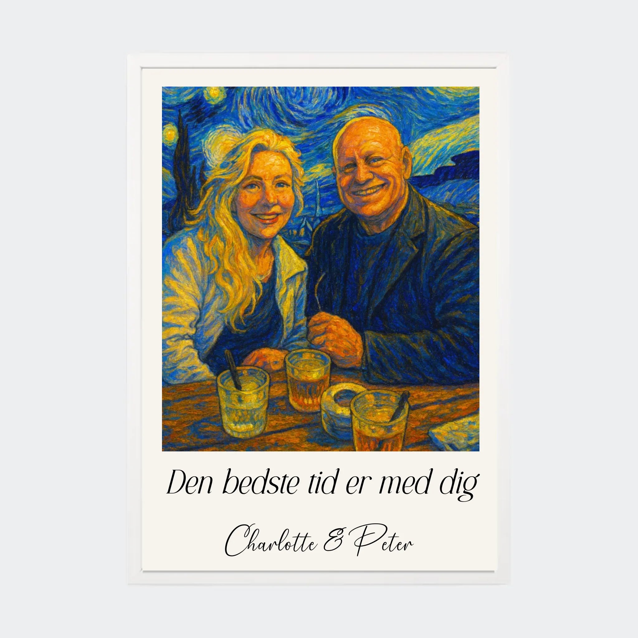 Plakat Ai genereret Vangogh Painting – Upload eget billede, A3 med hvid ramme