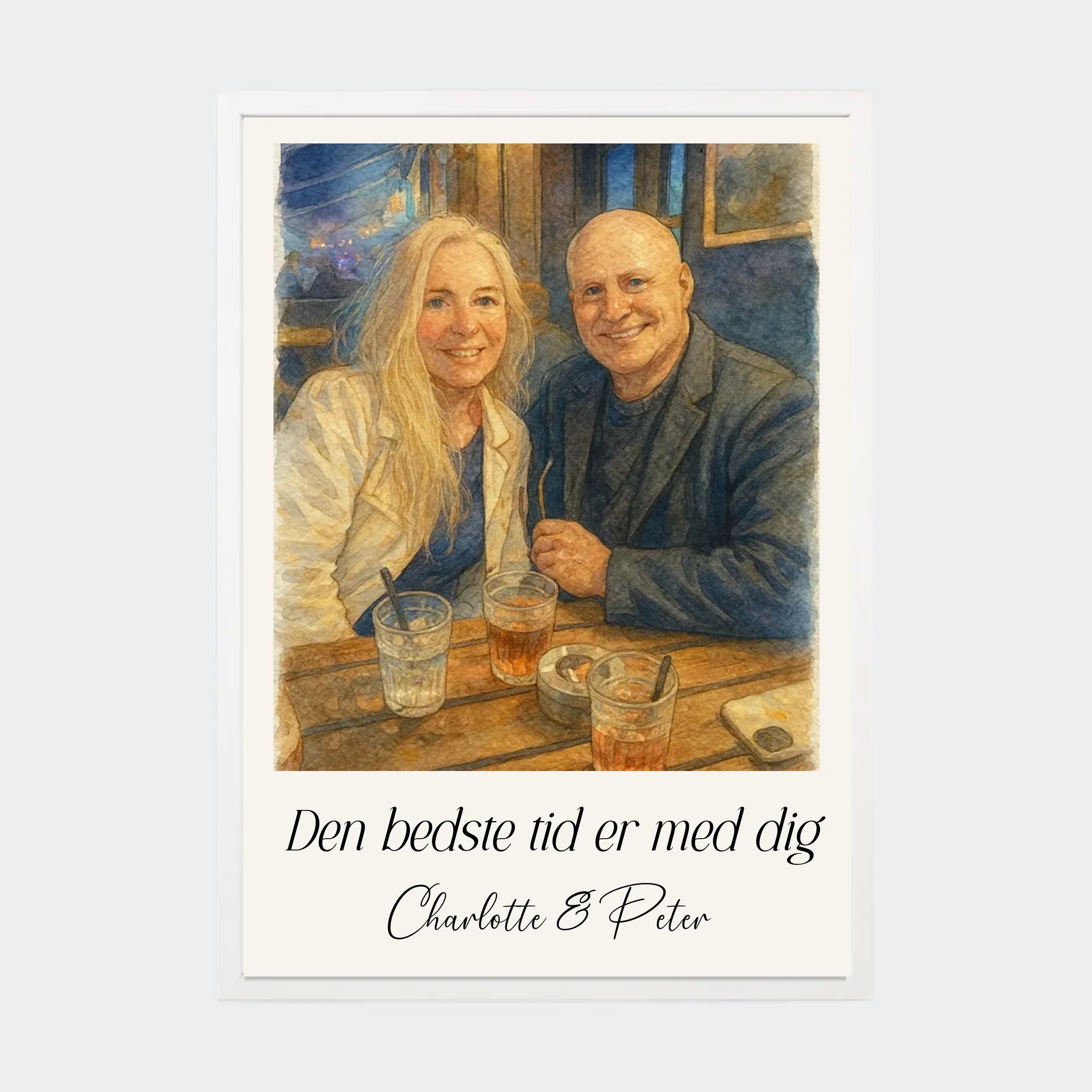 Plakat Ai genereret Watercolor Painting – Upload eget billede, A3 med hvid ramme