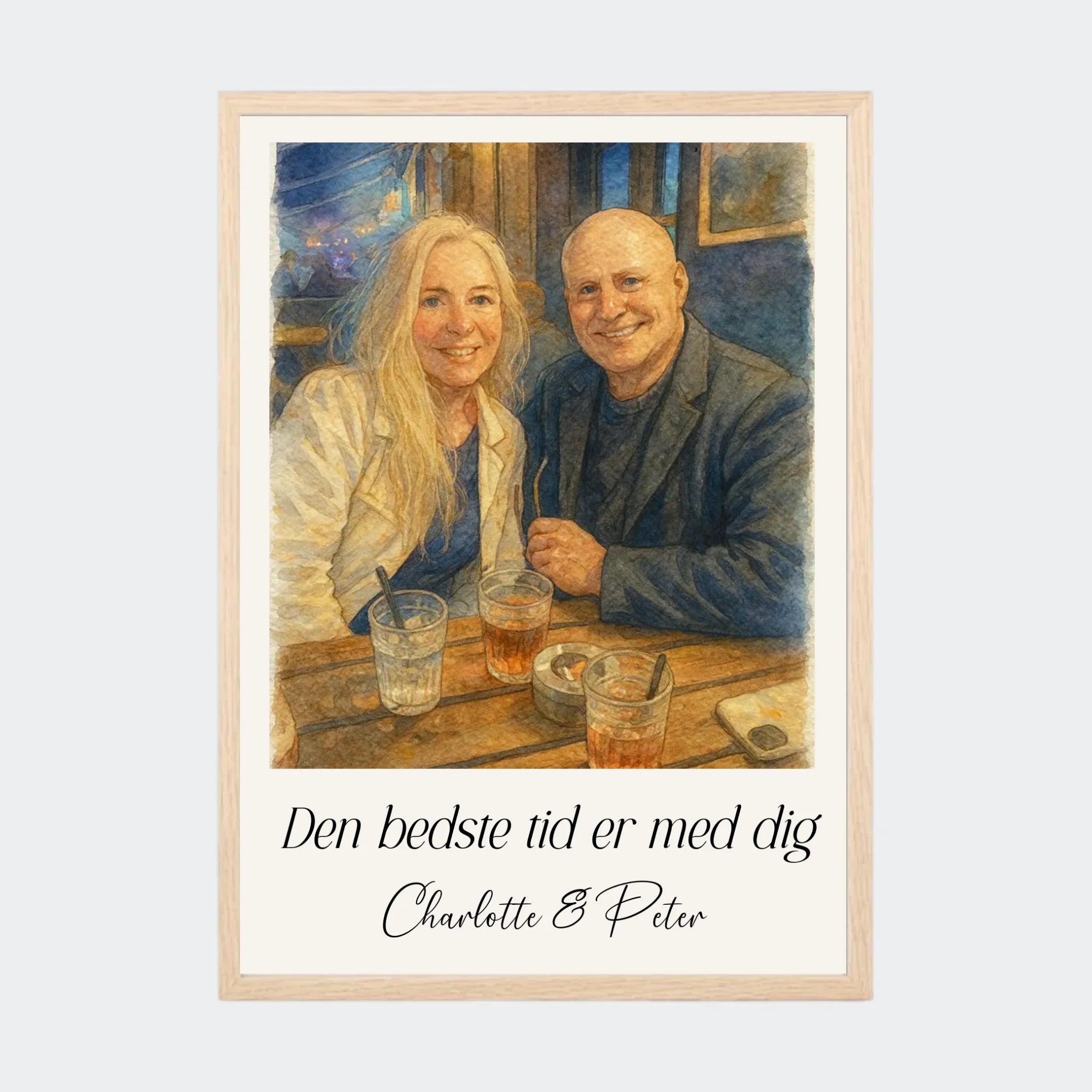 Plakat Ai genereret Watercolor Painting – Upload eget billede, A3 med ramme i natur eg