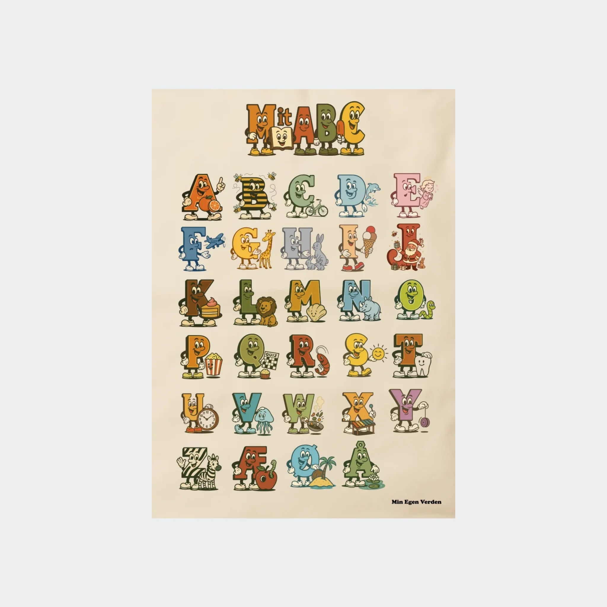 Plakat – Mit ABC med forskellige motiver, Uden ramme