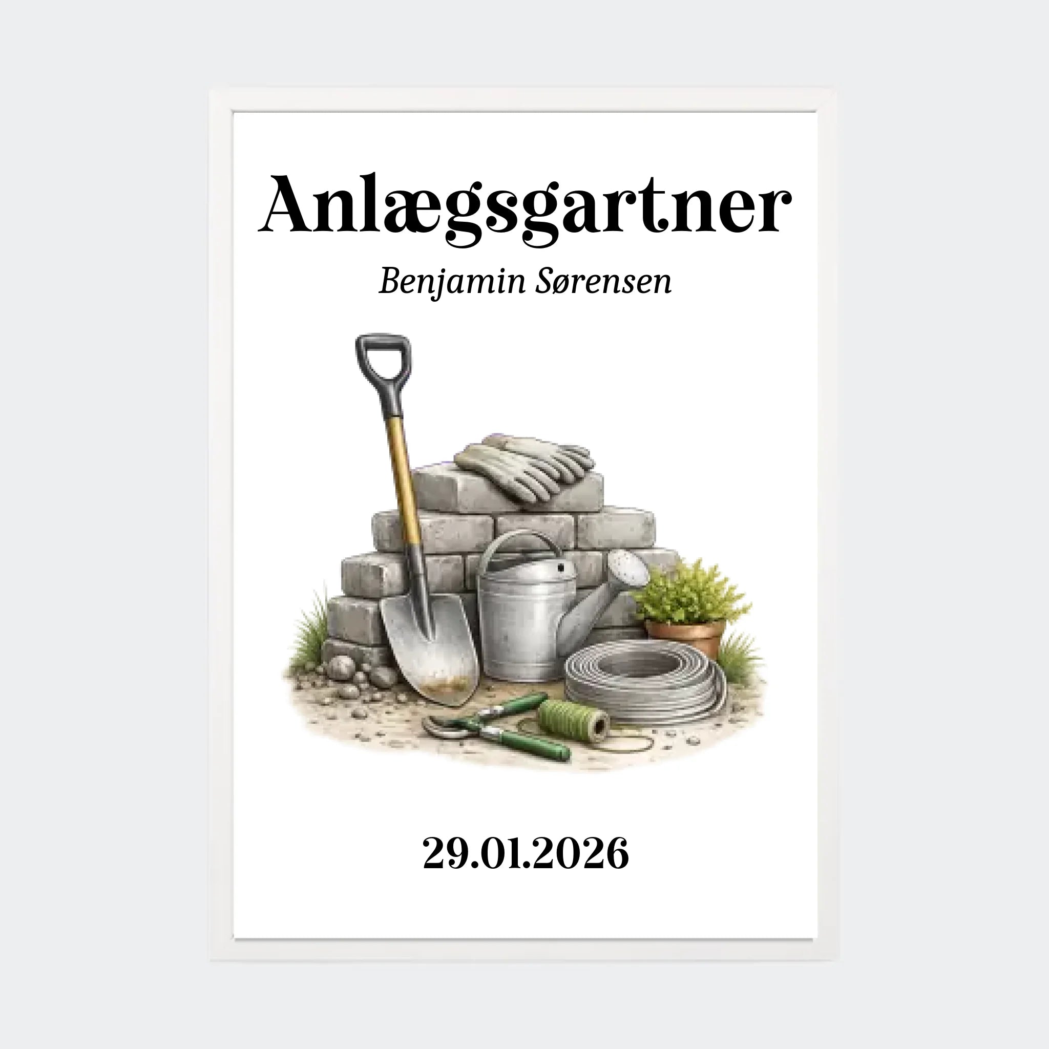 Plakat – Anlægsgartner, A3 med hvid ramme