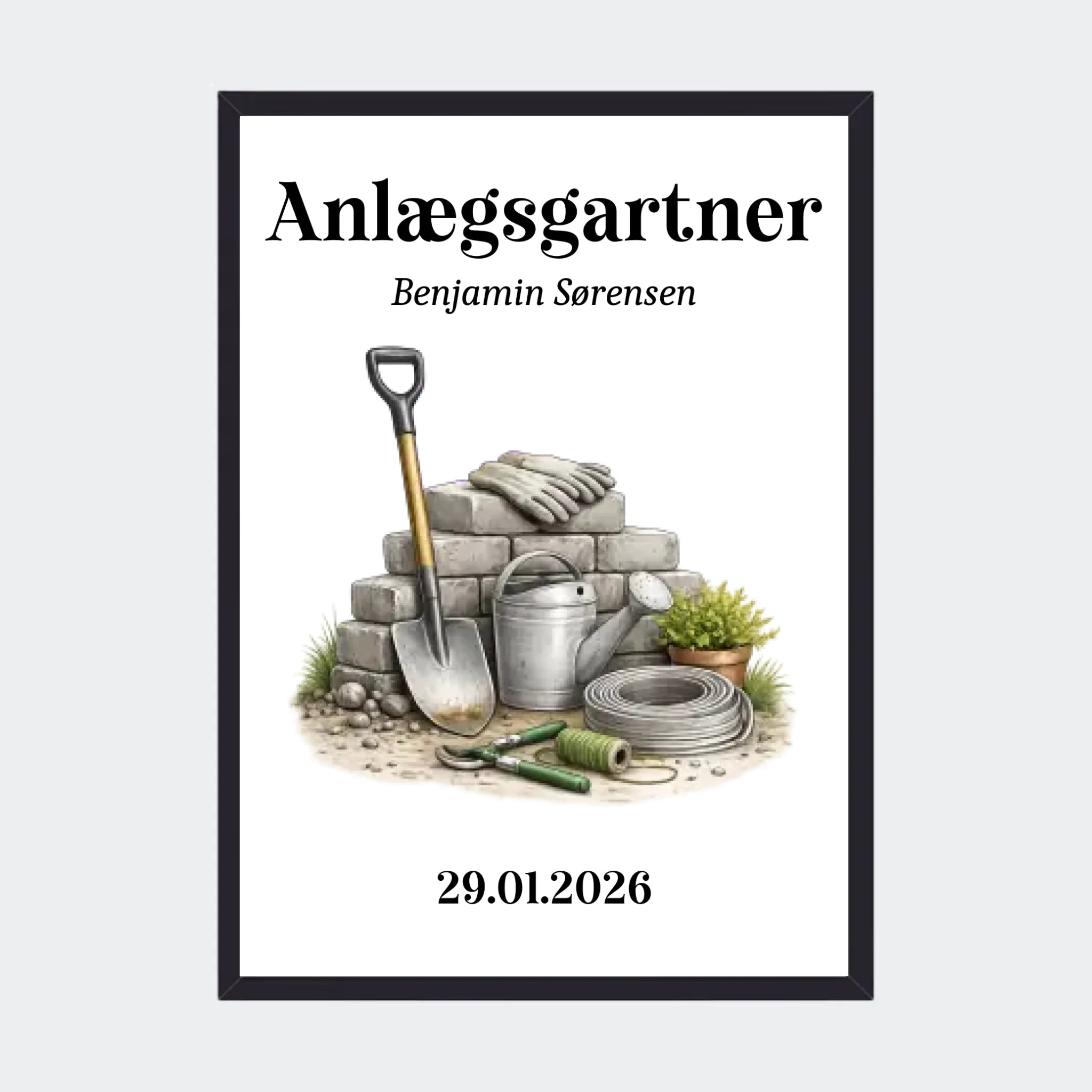 Plakat – Anlægsgartner, A3 med sort ramme