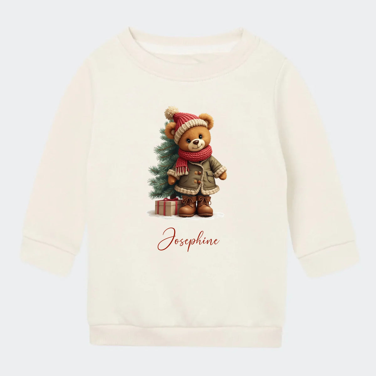 Sweatshirt børn – bamsebjørn jul, natur