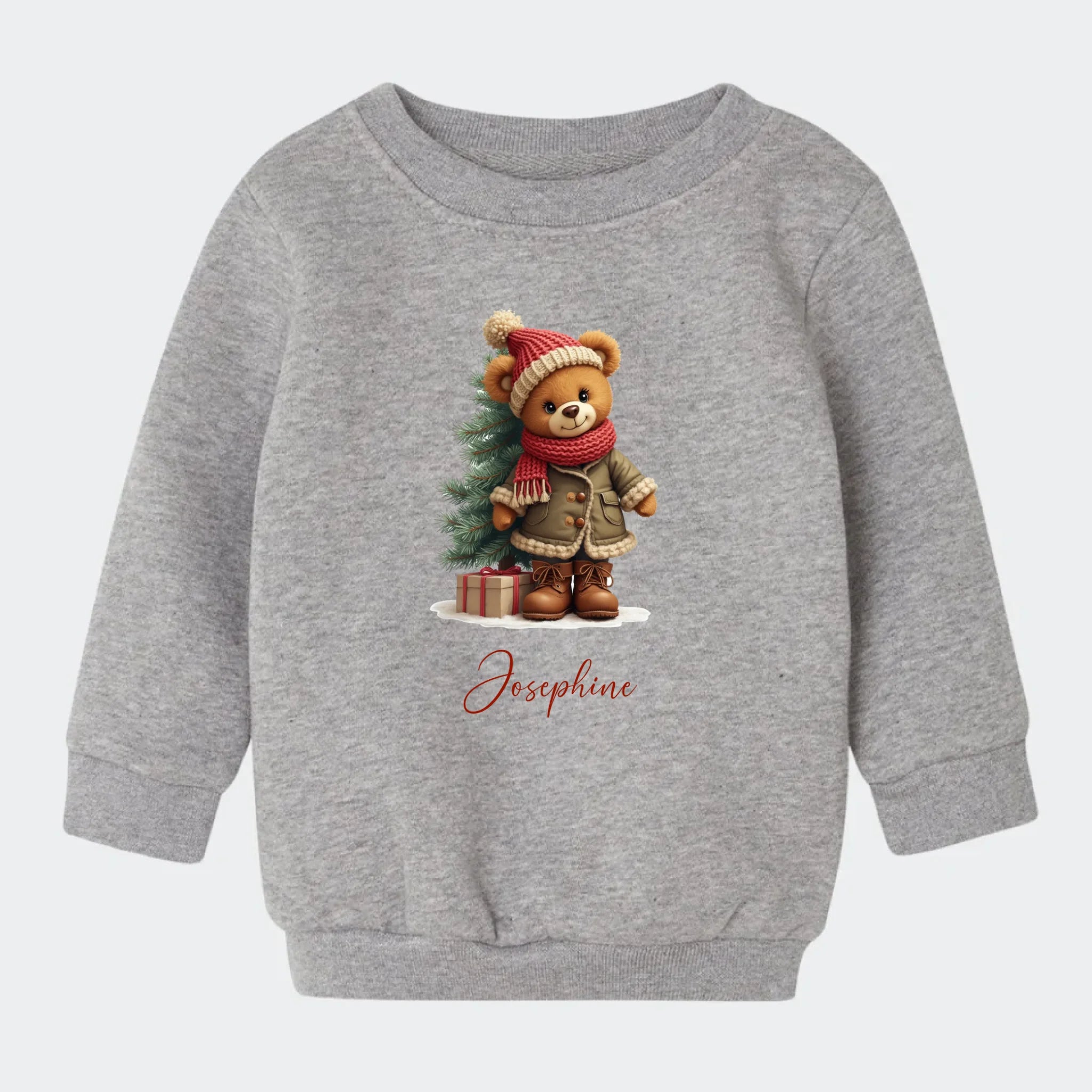 Sweatshirt børn – bamsebjørn jul, grå
