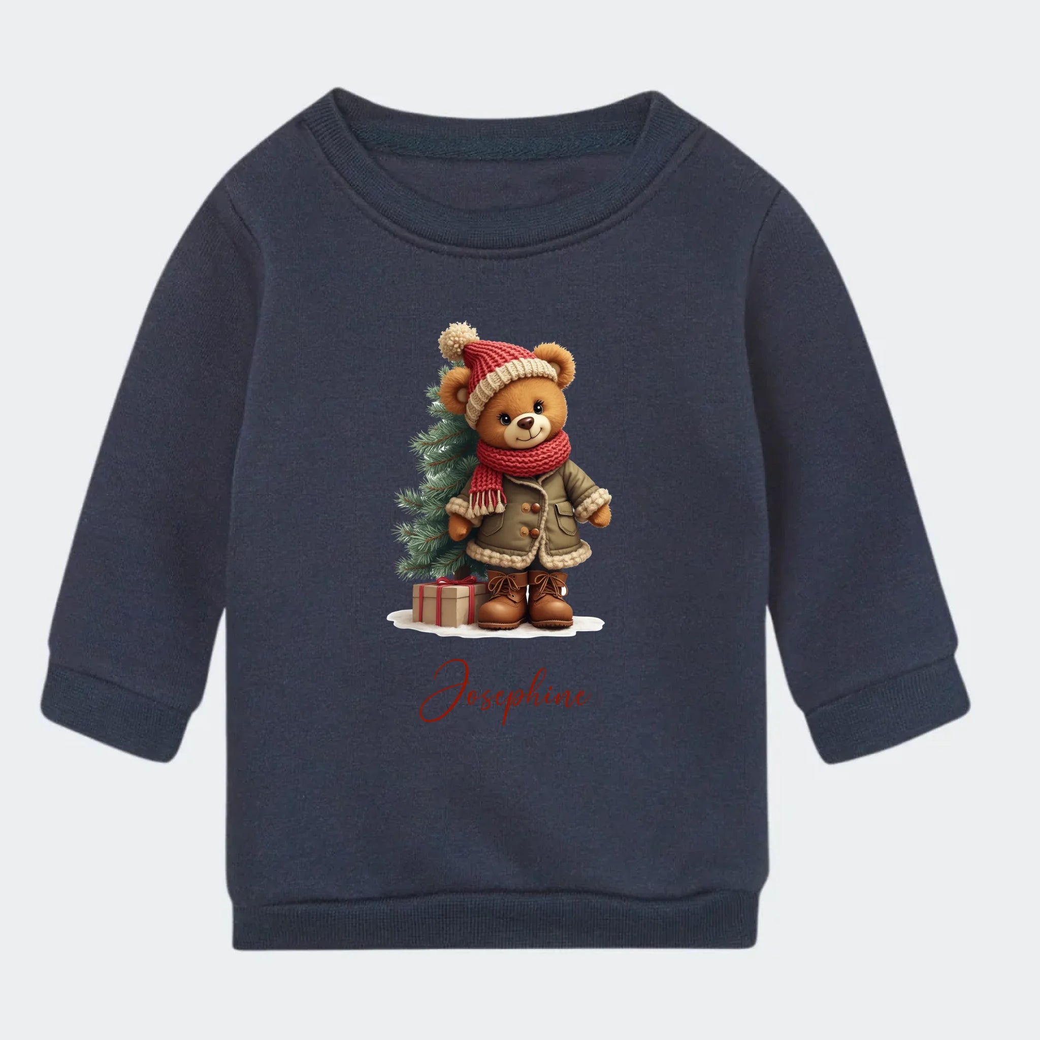 Sweatshirt børn – bamsebjørn jul, marineblå