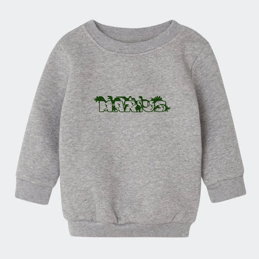 Sweatshirt til små børn – Dino skrift, grå