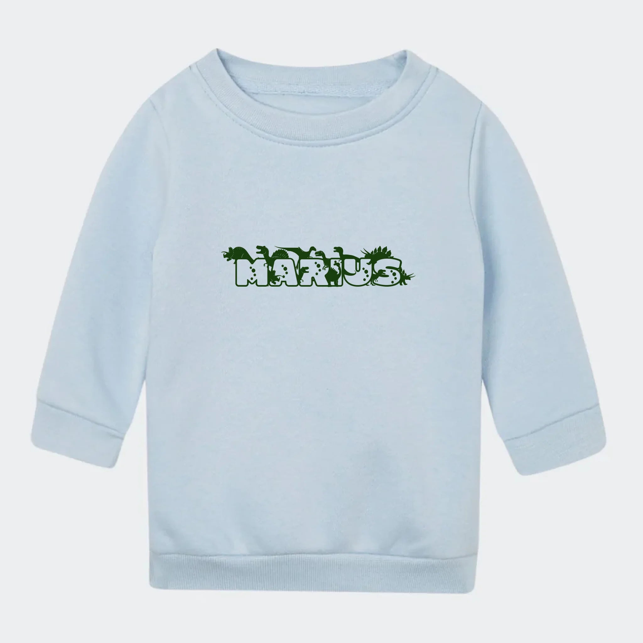 Sweatshirt til små børn – Dino skrift, lyseblå