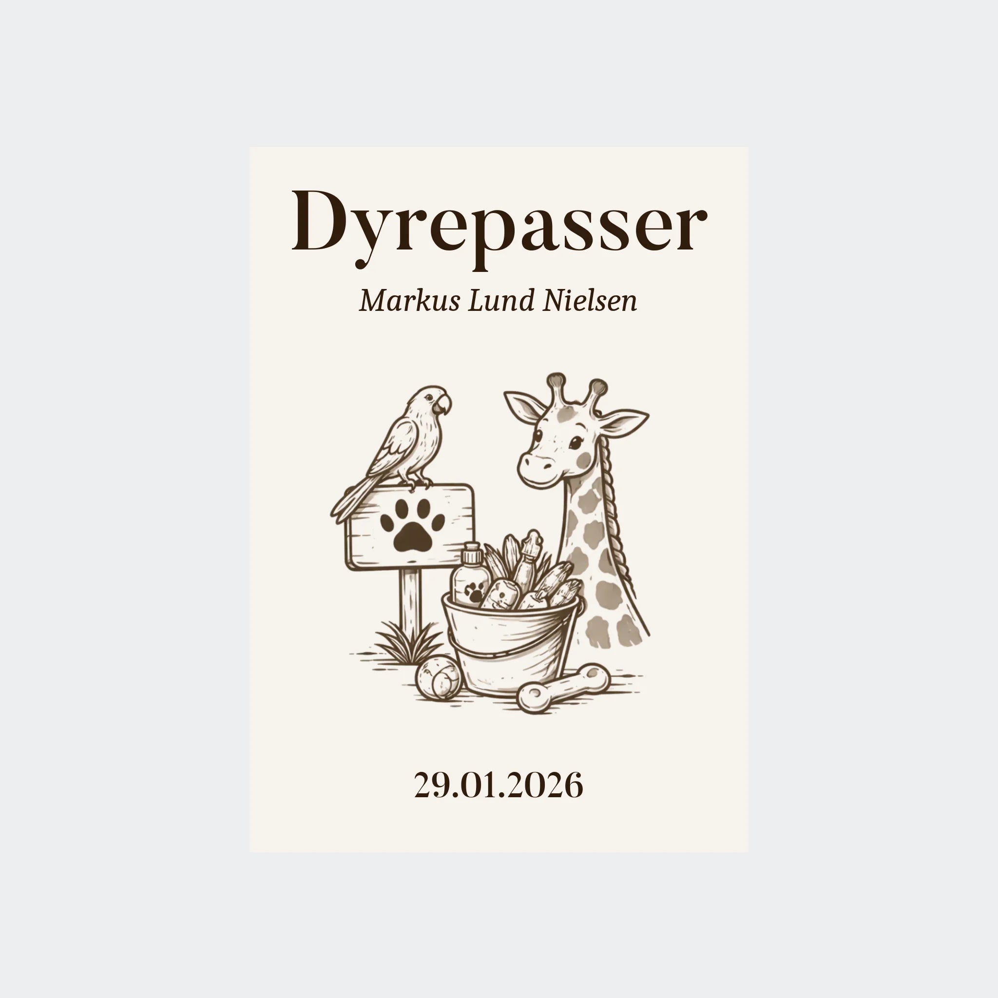 Plakat – Dyrepasser uddannelse, Uden ramme