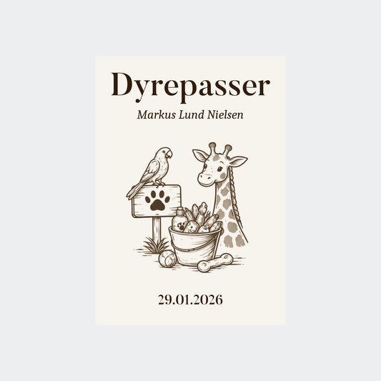 Plakat – Dyrepasser uddannelse, Uden ramme