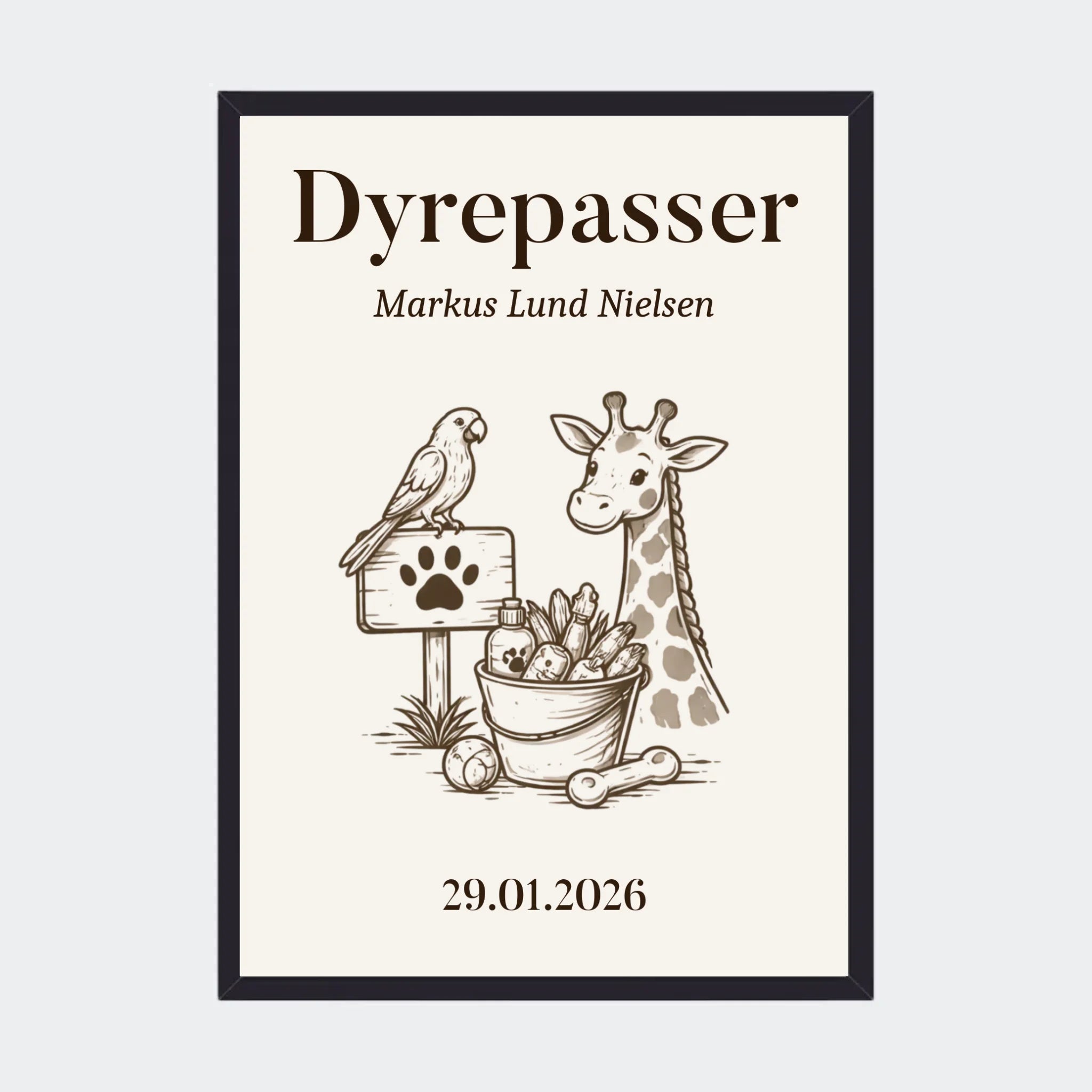 Plakat – Dyrepasser uddannelse, A3 med sort ramme