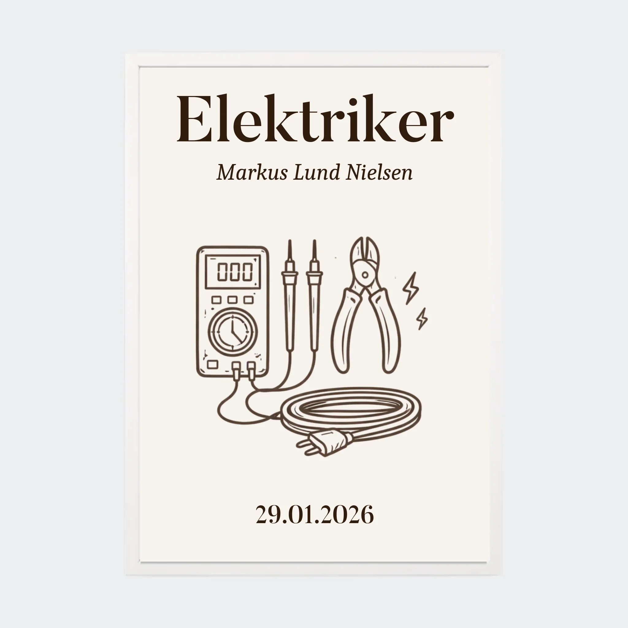 Plakat – Elektriker uddannelse, A3 med hvid ramme
