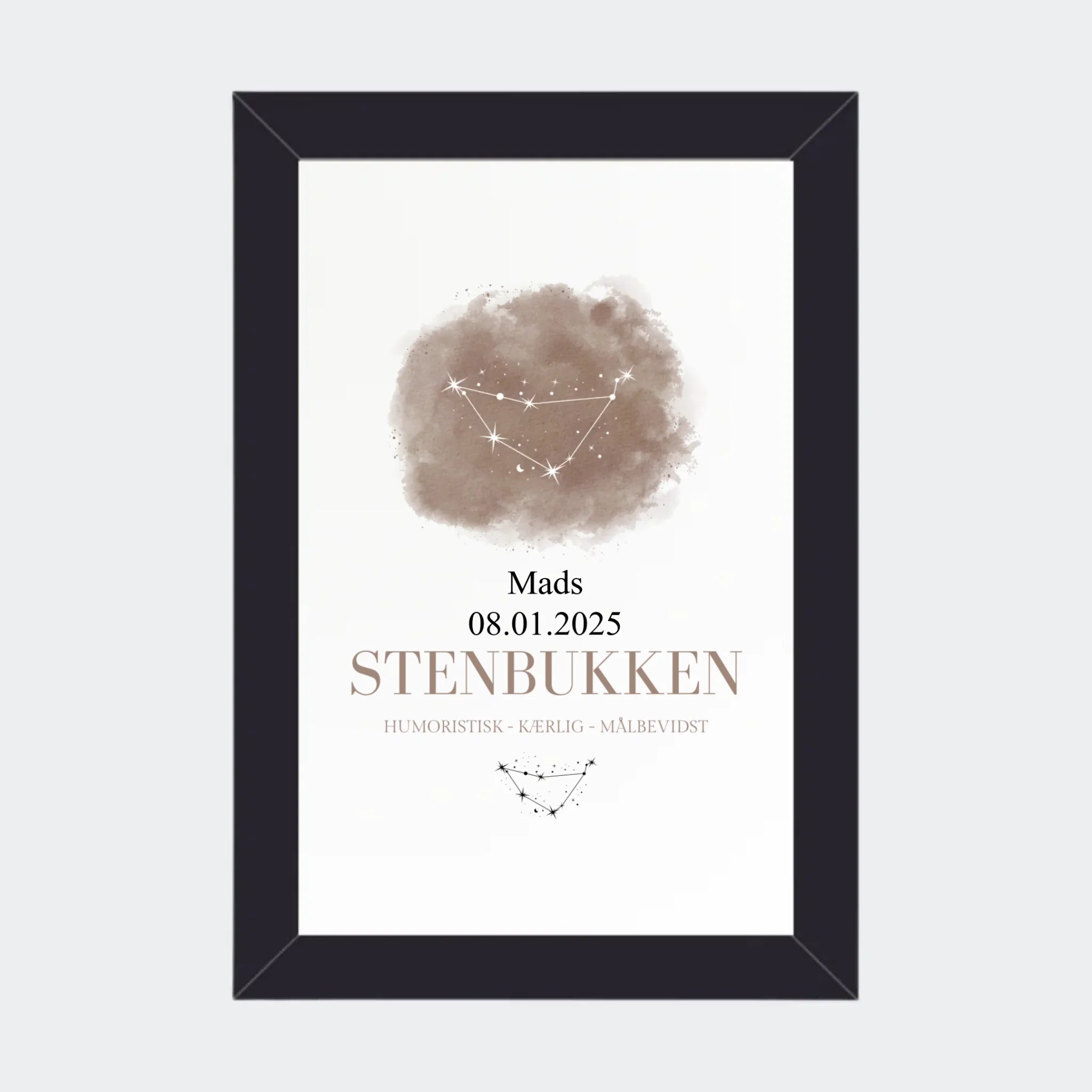 Stjernetegnsplakat – Stenbukken, 10 × 15 med sort ramme
