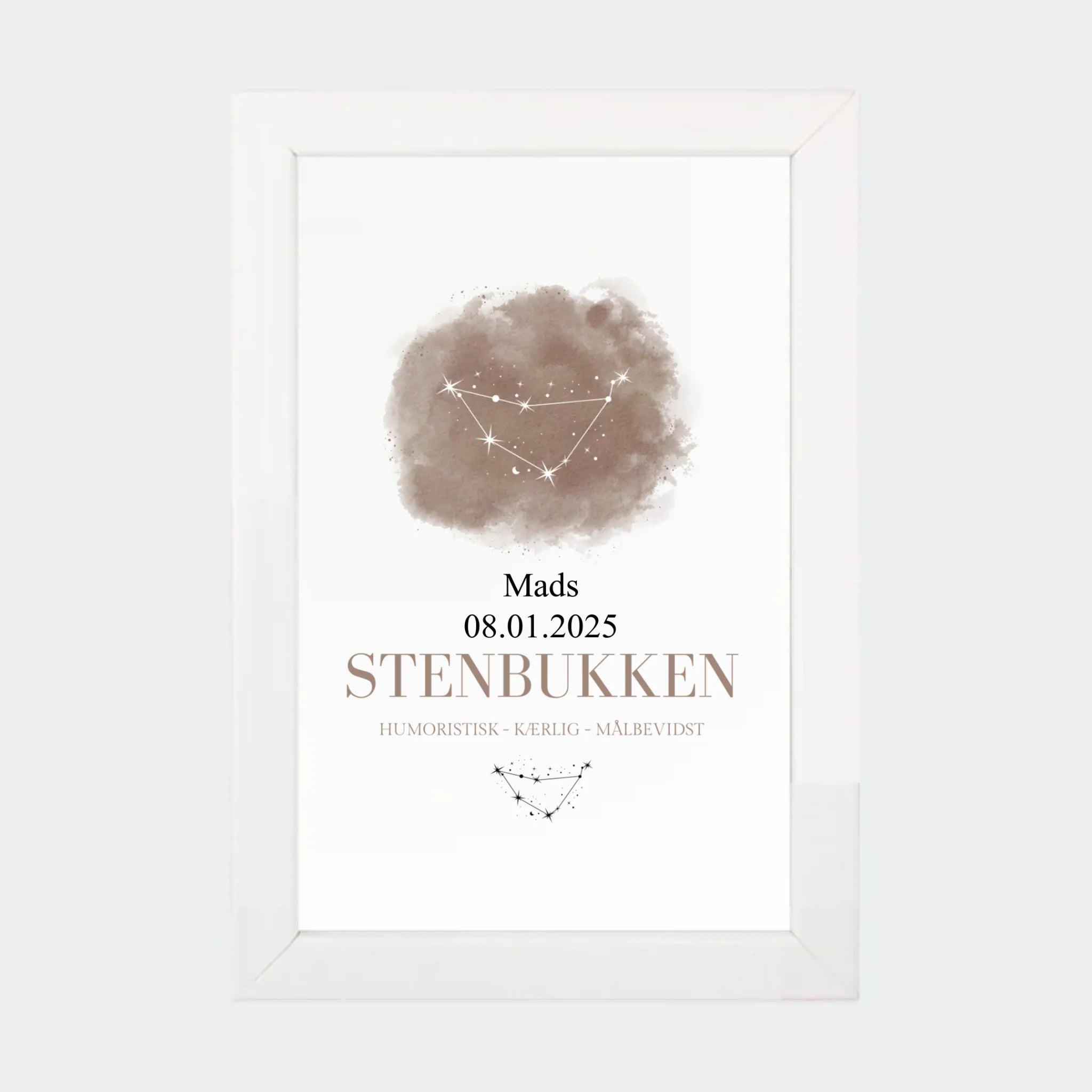 Stjernetegnsplakat – Stenbukken, 10 × 15 med hvid ramme