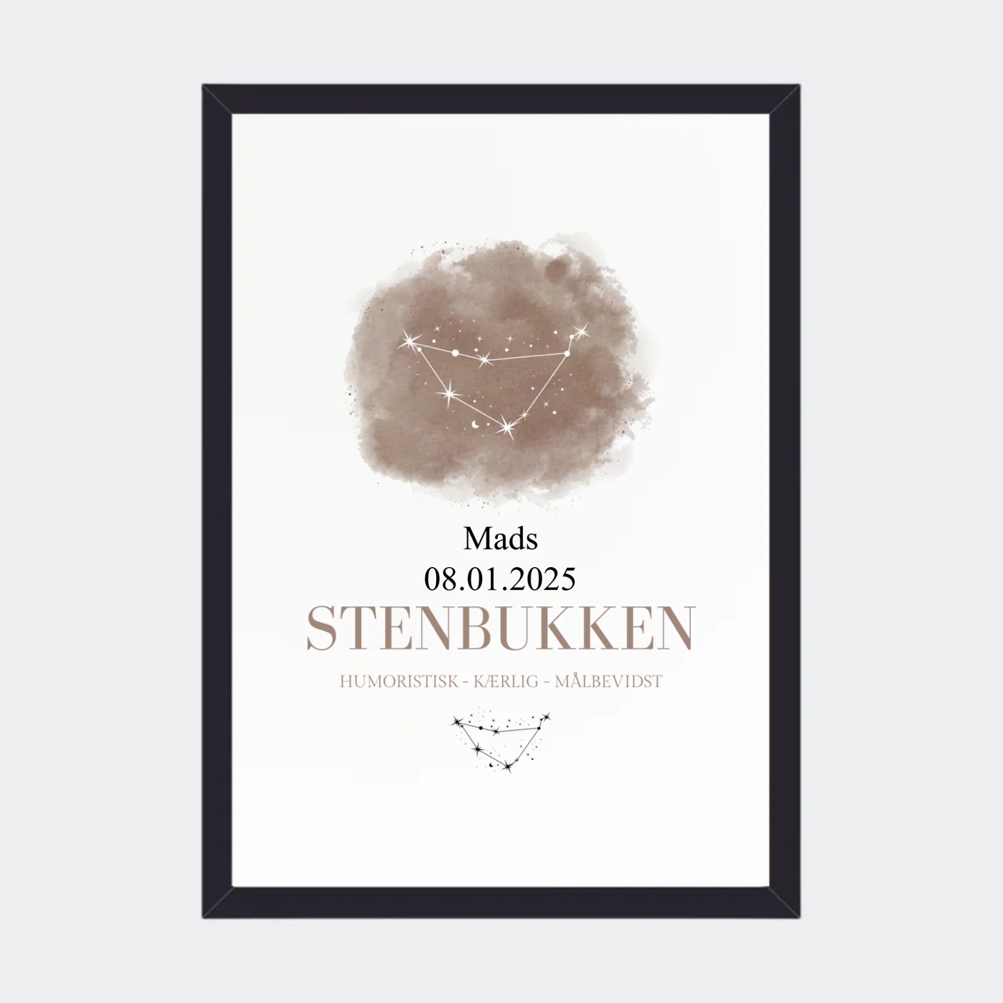 Stjernetegnsplakat – Stenbukken, A4 med sort ramme