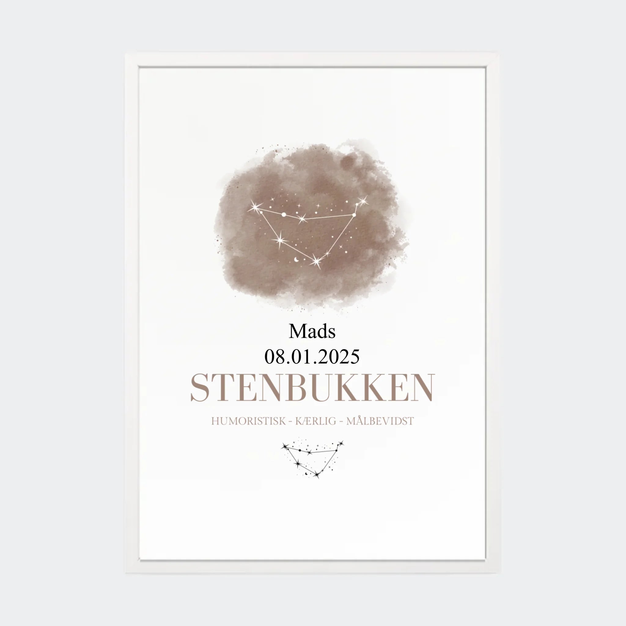 Stjernetegnsplakat – Stenbukken, A3 med hvid ramme