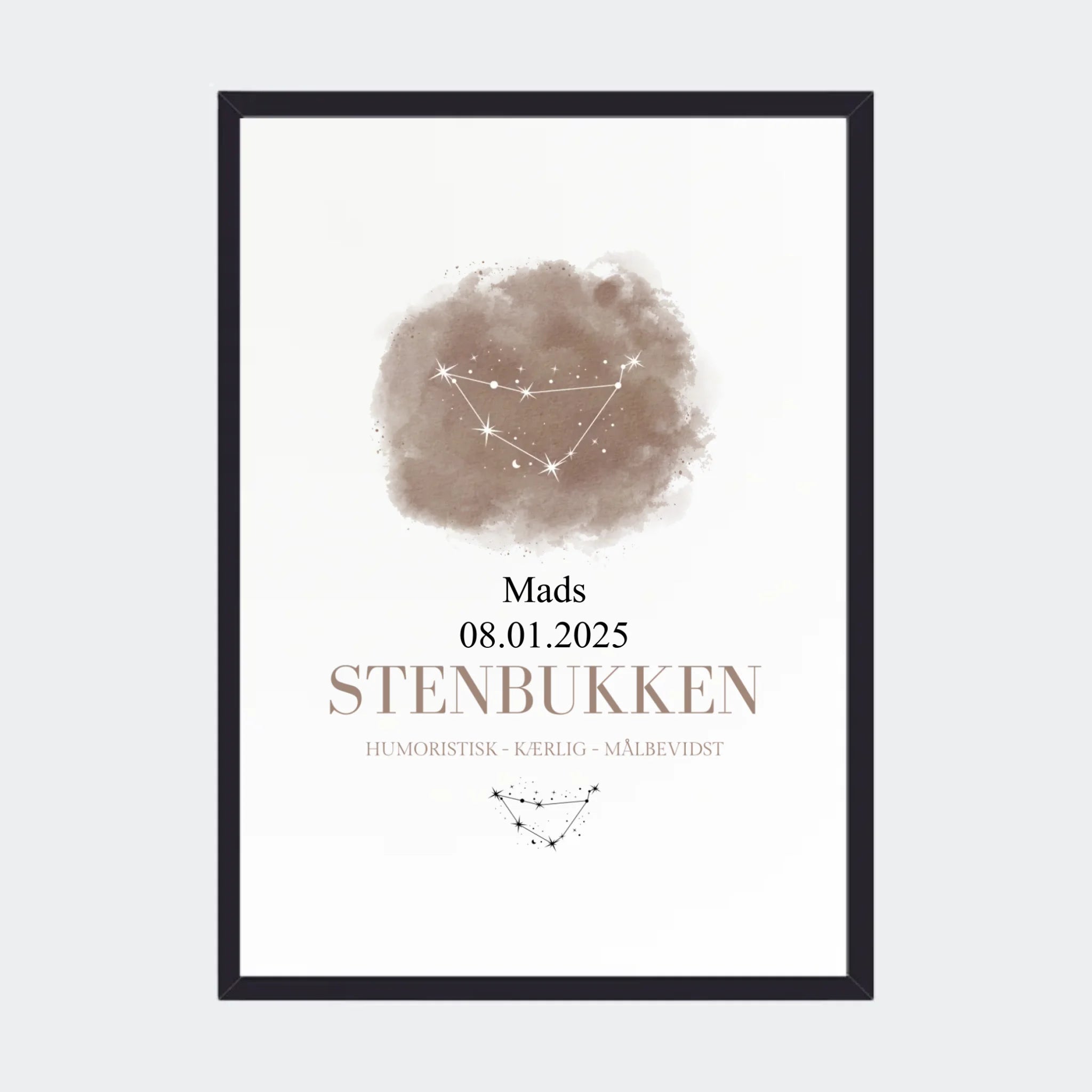 Stjernetegnsplakat – Stenbukken, A3 med sort ramme