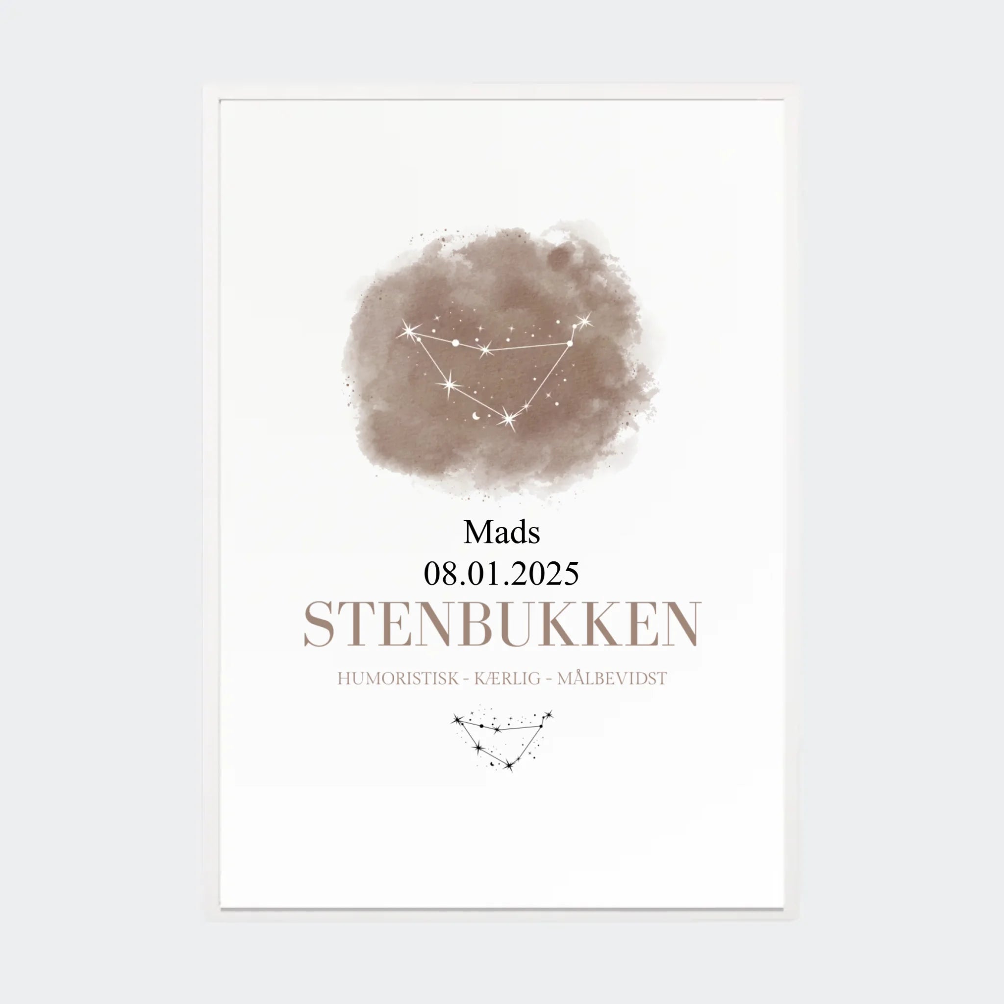Stjernetegnsplakat – Stenbukken, A2 med hvid ramme